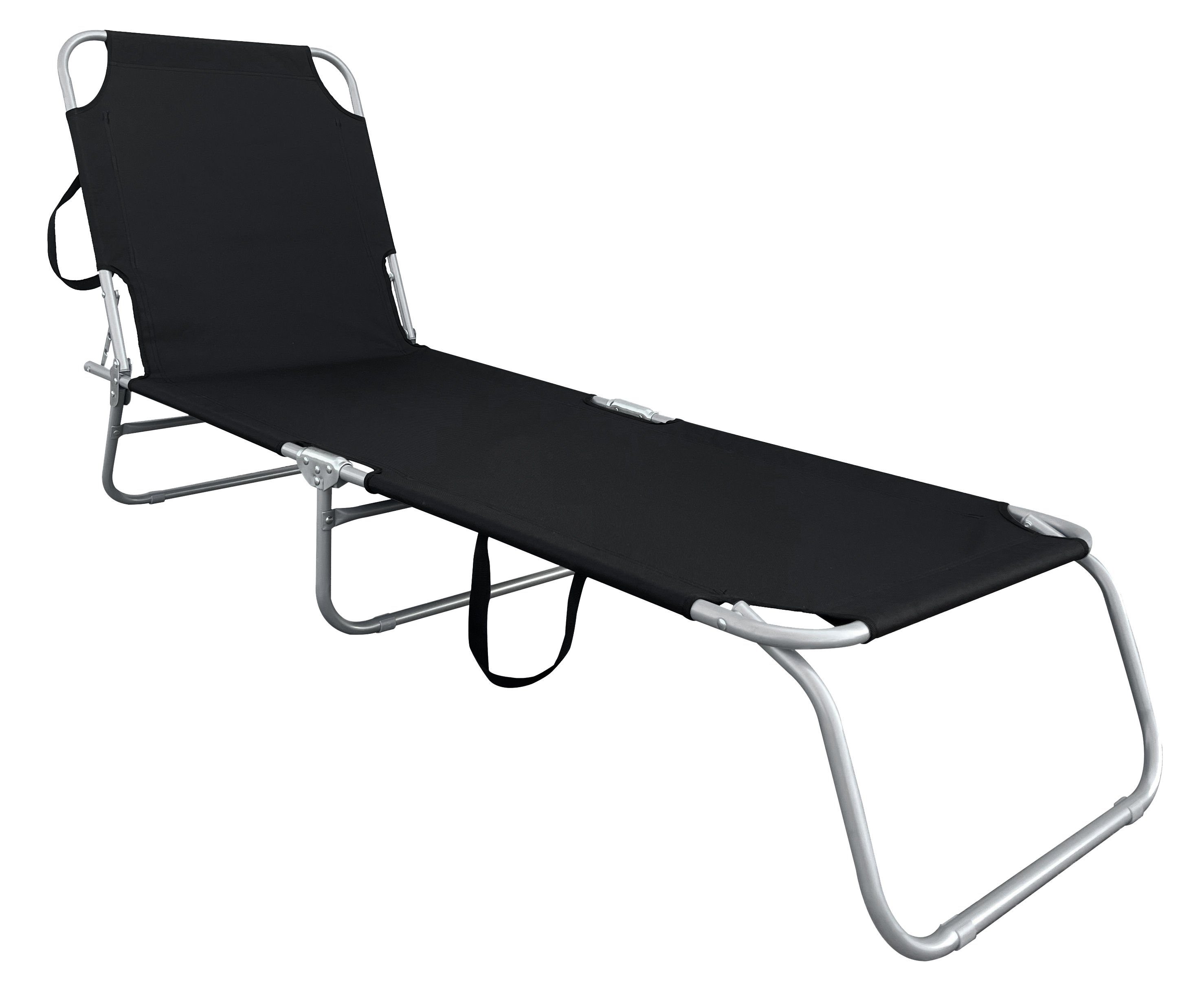 Spetebo Gartenliege Campingliege 3-Bein ohne Dach - schwarz, Stück, 1 St., Liege, Relax Sonnenliege mit 4-fach verstellbarem Rückenteil