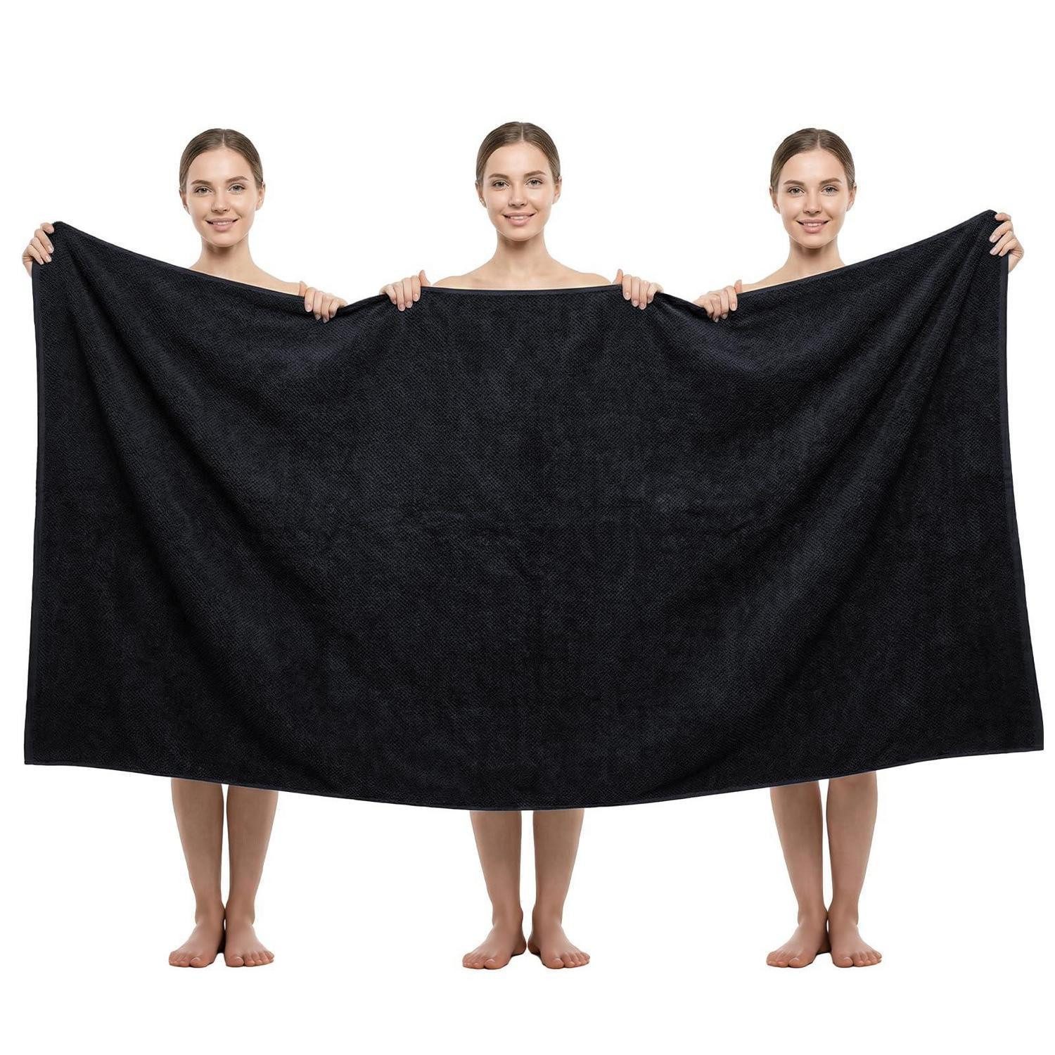 LuxusKollektion Strandtuch Badetuch XXL 100x200cm Mikrofaser Schwarz, (1-St)