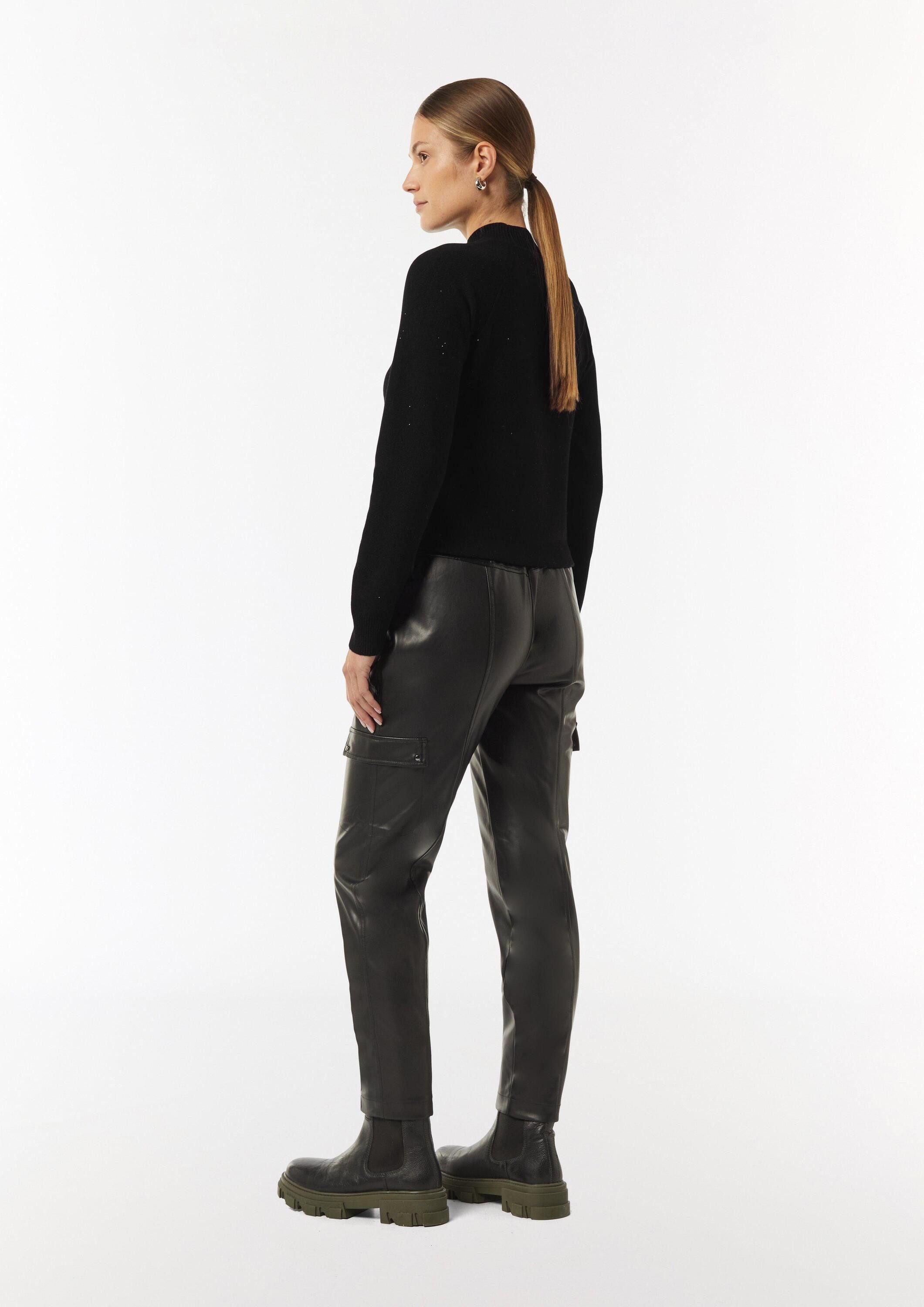 comma Longpullover Strickpullover Turtleneck-Strickpullover mit Minipailletten