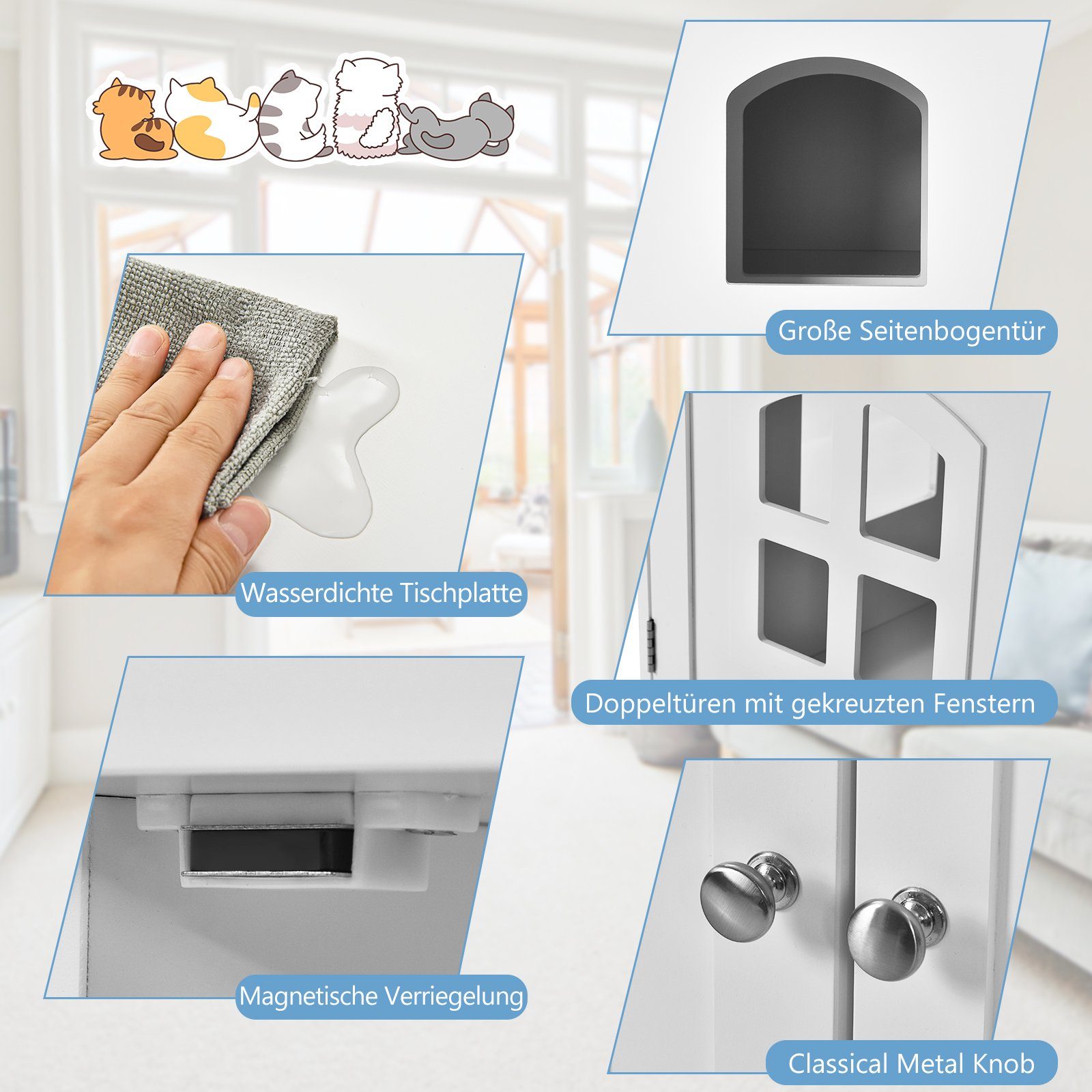 COSTWAY Tierhaus Katzenhaus, Katzenschrank, mit 2 magnetischer Türen günstig online kaufen