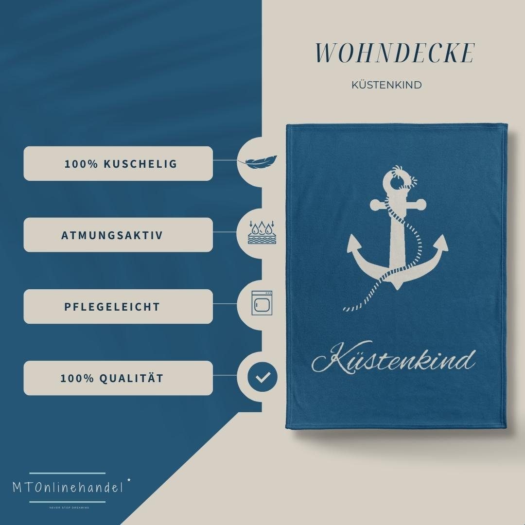 Wohndecke Küstenkind 150x200 cm, maritime Fleece-Decke, Geschenk für Frauen günstig online kaufen