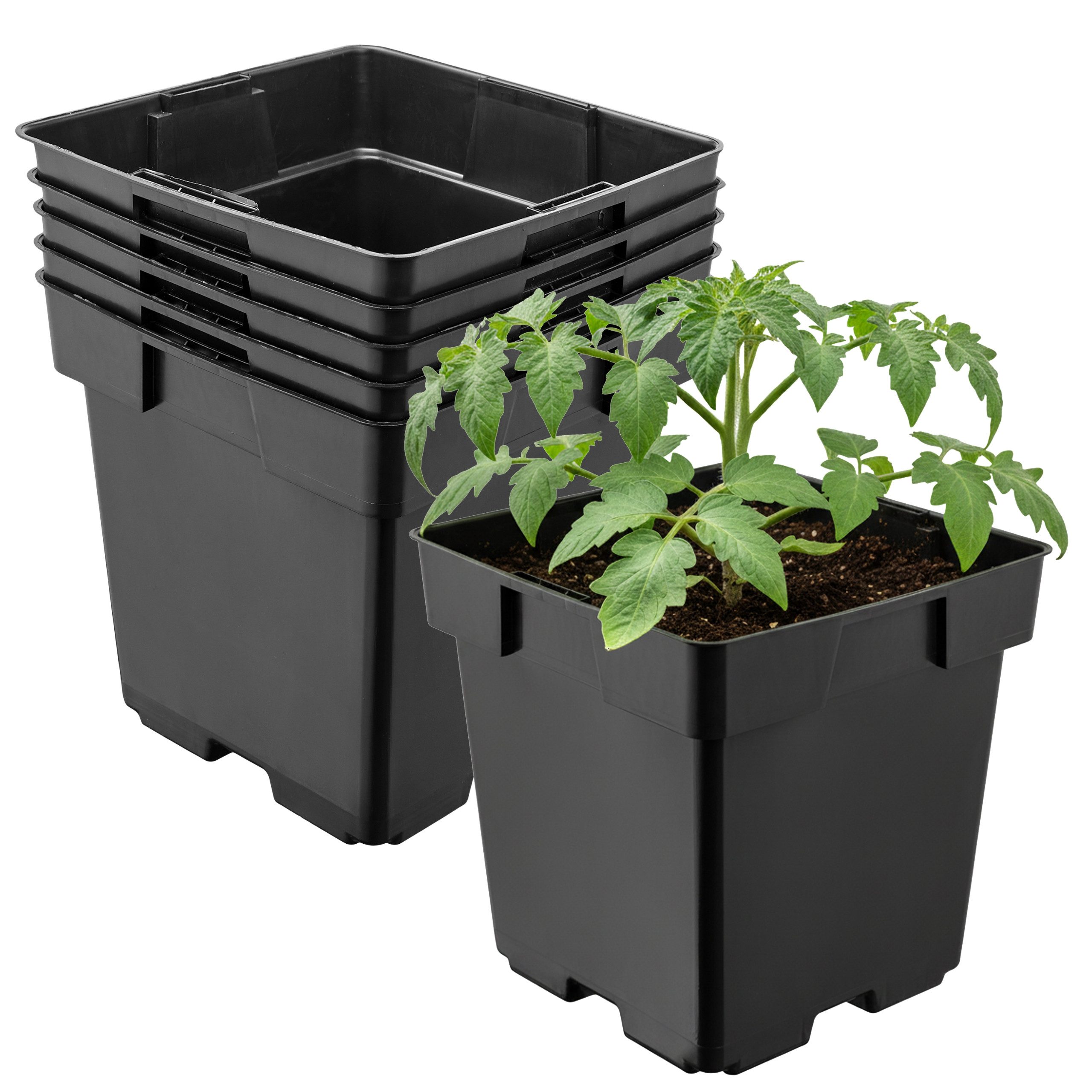 Garronda Blumentopf Kunststoff eckig mit Drainagelöchern Blumentopf für Garten GD-0199 (5 St., 5er Set)