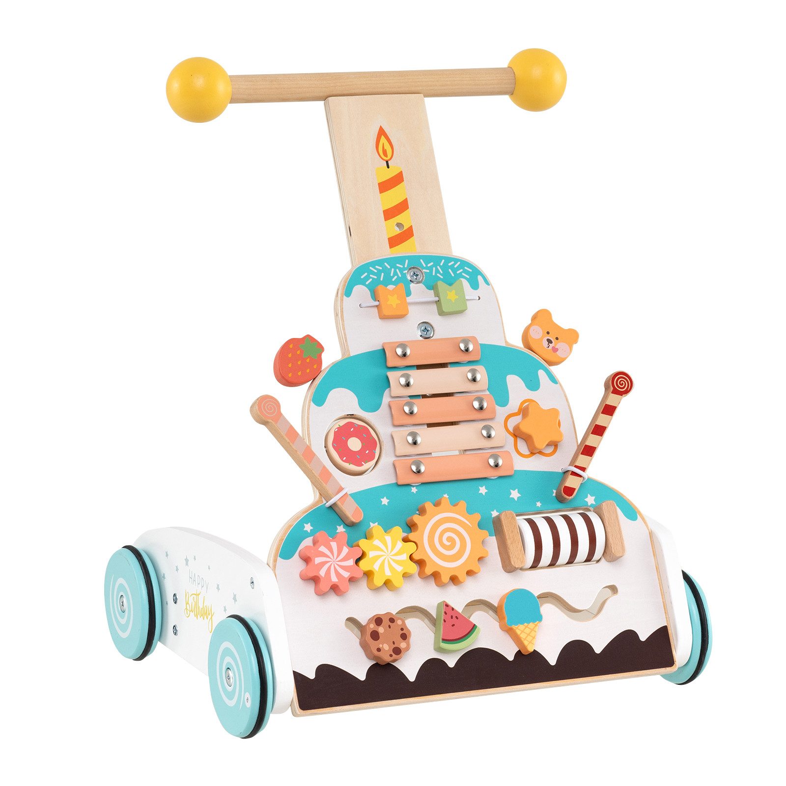COSTWAY Lauflernwagen, Baby Walker Holz, höhenverstellbar, Montessori