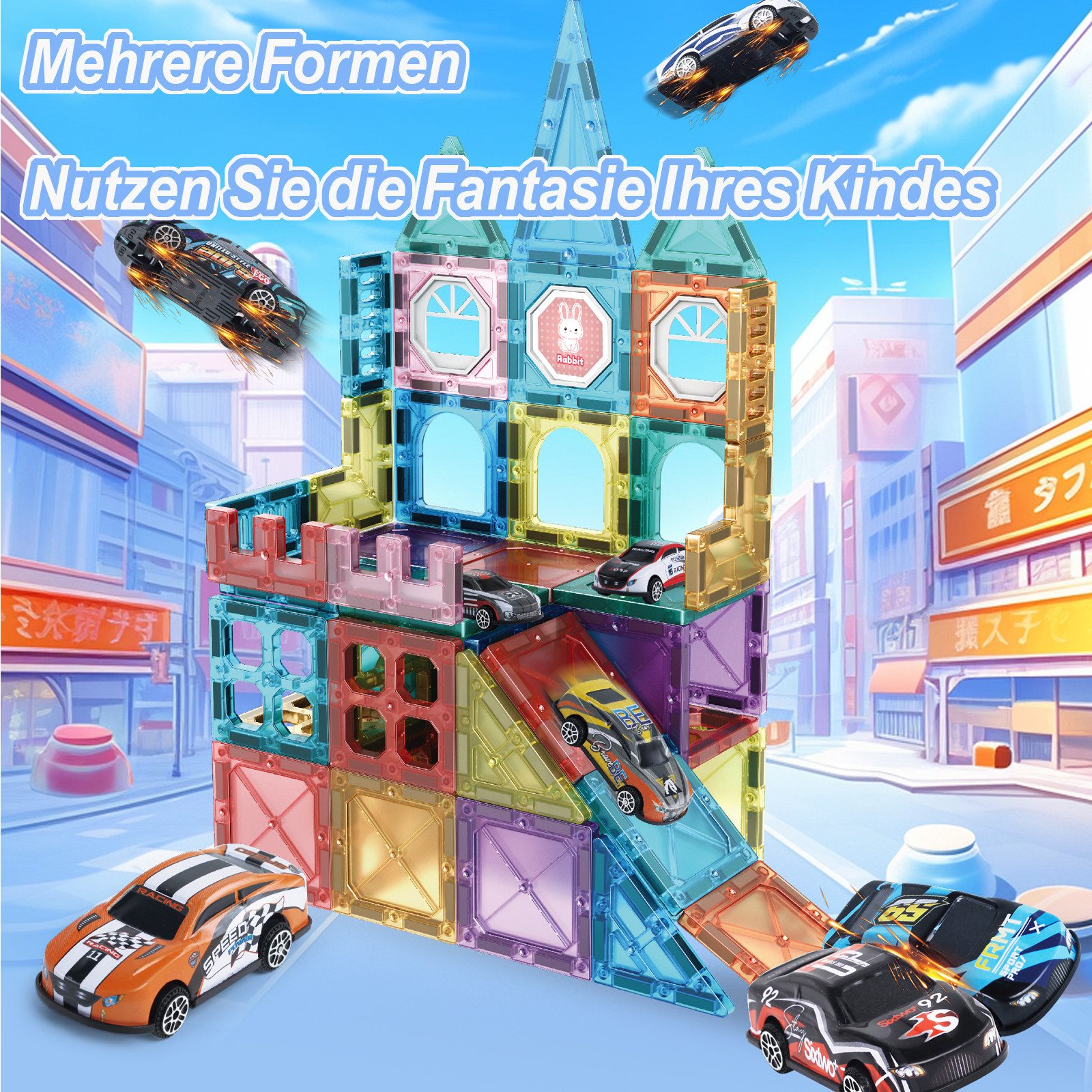 Esun Magnetische Bausteine, 108 Teile Starker Magnet Spielzeug Kinder Magnetspielbausteine, (Set, 108 St., Komplettset), Farbenfrohe Magnetbausteine für Kinder ab 3 Jahre