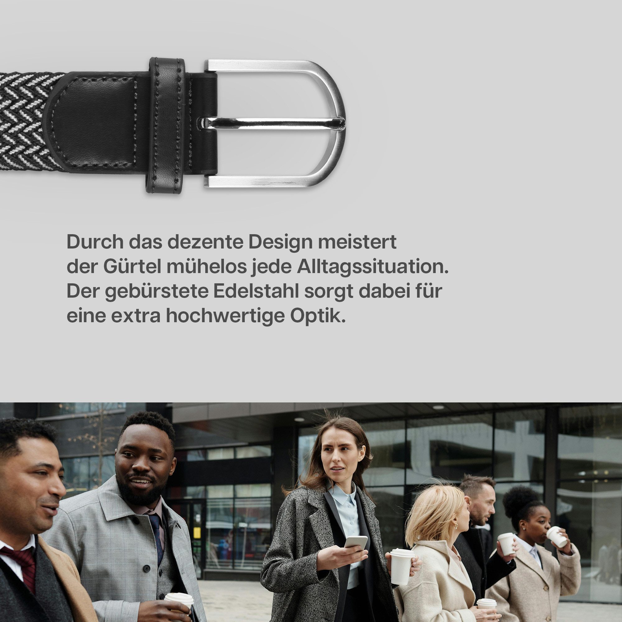 hemmy Fashion Stretchgürtel geflochten aus Stoff (1-St) 16 verschiedene Farben/Designs, 3 Größen, ohne Löcher, stufenlos