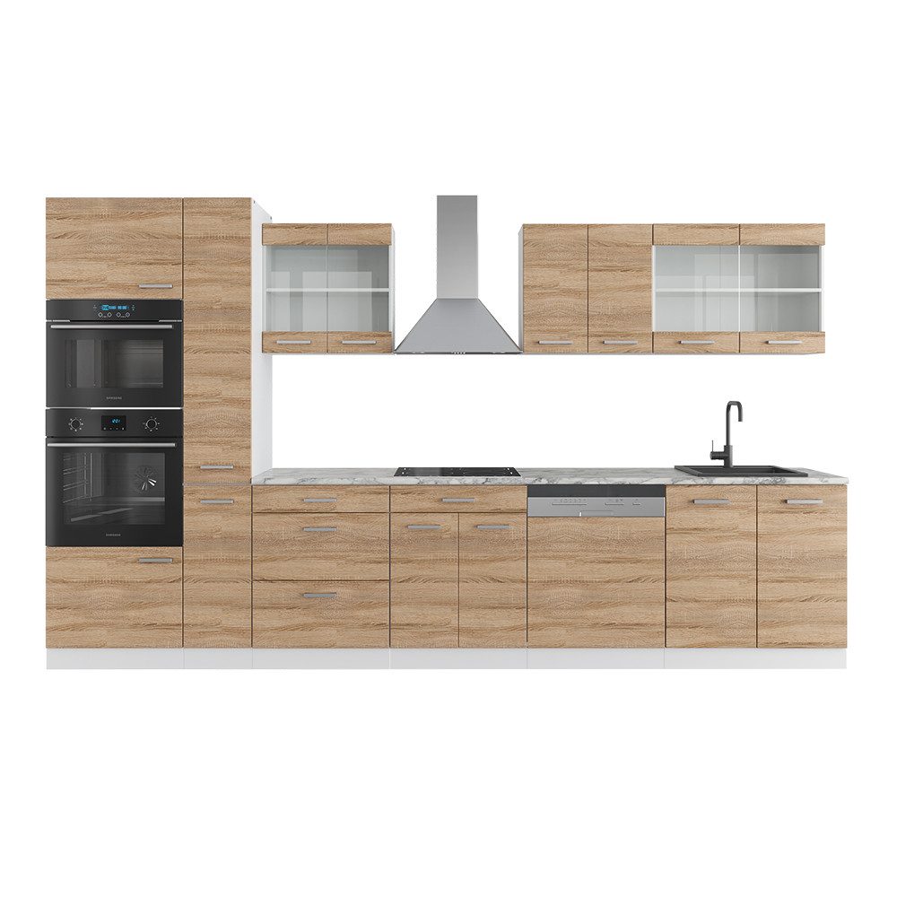 Vicco Küchenzeile R-Line, Sonoma/Weiß, Ohne Arbeitsplatten günstig online kaufen
