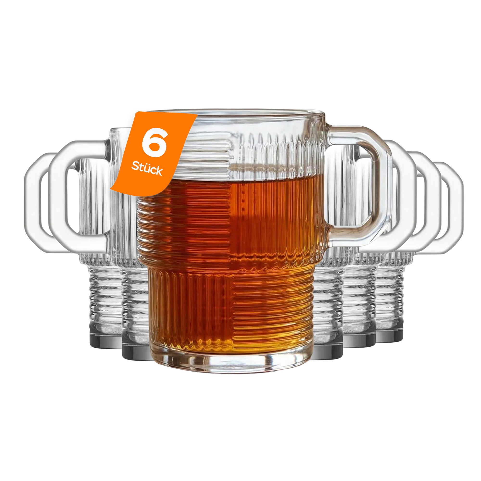 LAV Gläser-Set Helen Tee-Set, Glasbecher, 6-tlg., Glas, 6er Set, 270ml, ideal für Tee und Heißgetränke