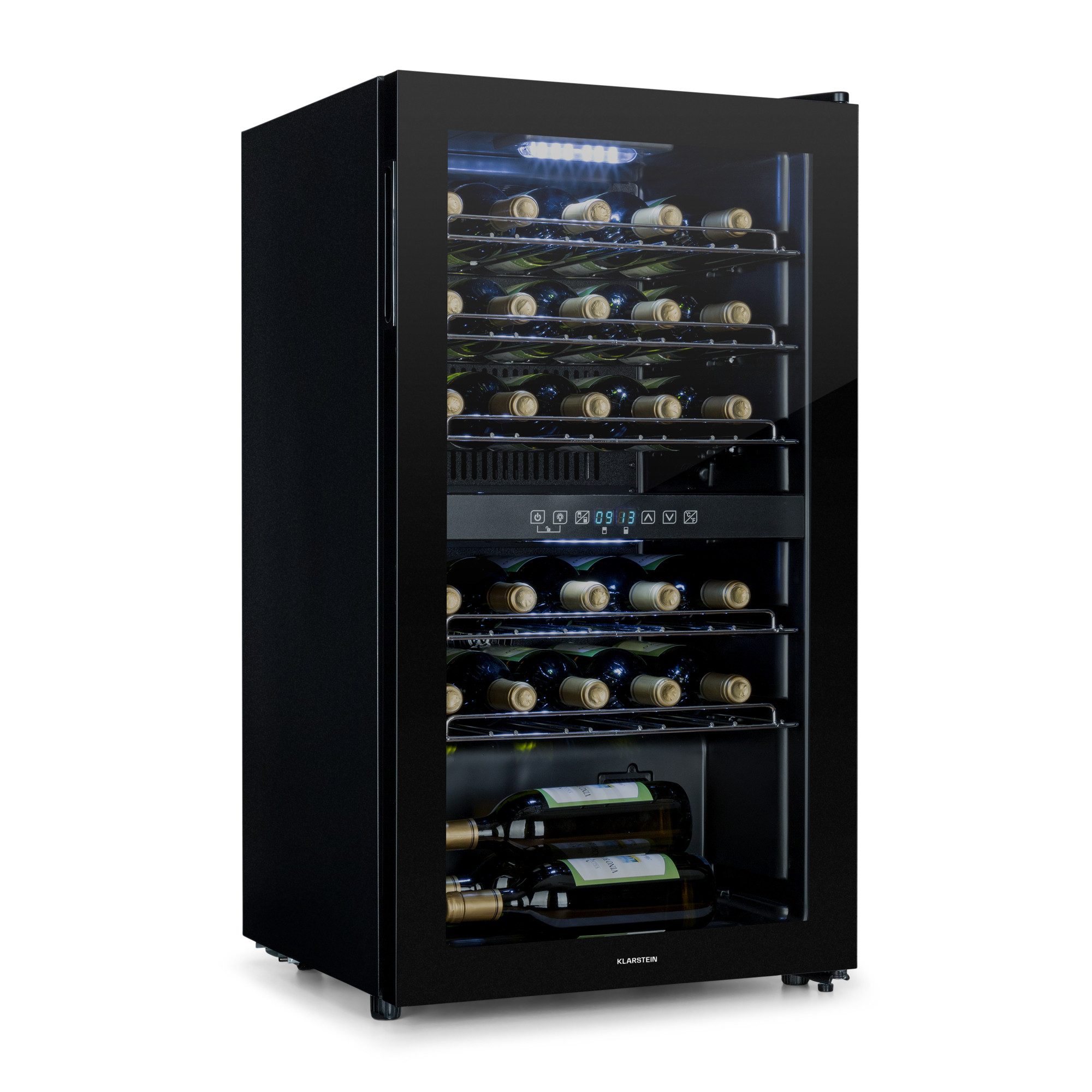Klarstein Weinkühlschrank Shiraz 29 Duo Weinkühlschrank 2 Zonen 29 Flaschen 80L 5-22°C Touch, für 29 Standardflaschen á 0,75l,2 Zonen Wein Flaschenkühlschrank Weintemperierschrank Weinschrank