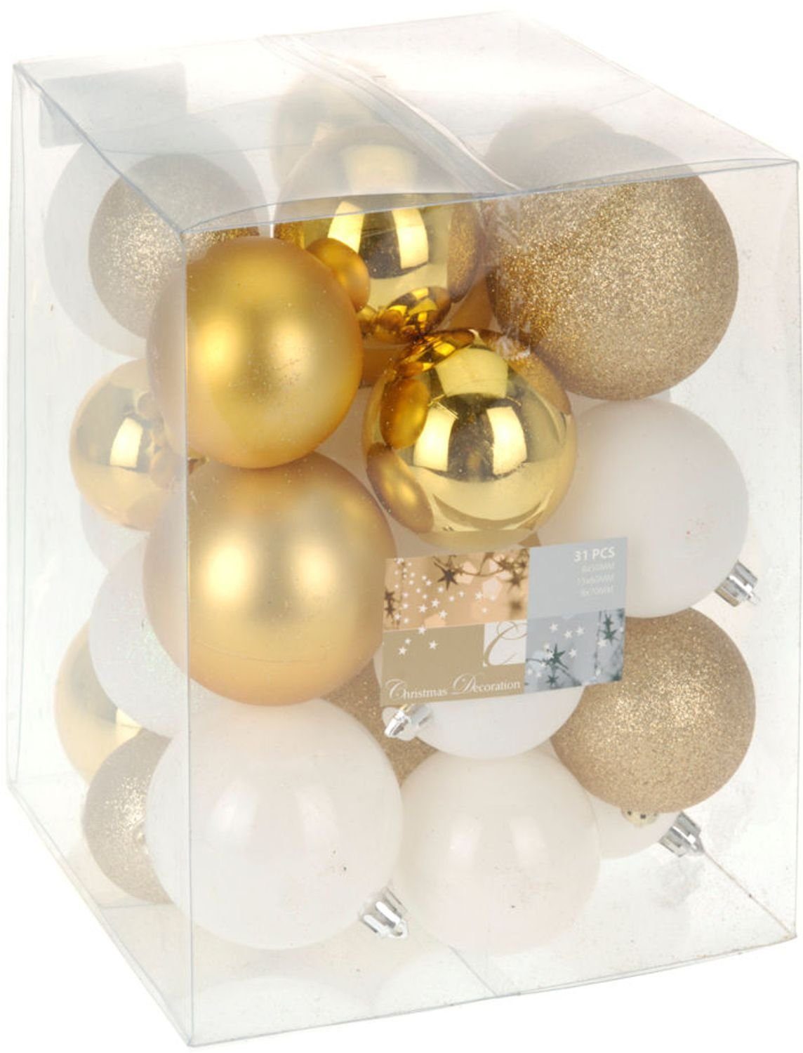 Weihnachtsbaumkugel Weihnachtsbaumkugeln 31er Set Gold & Weiß Christbaumkugeln Baumschmuck