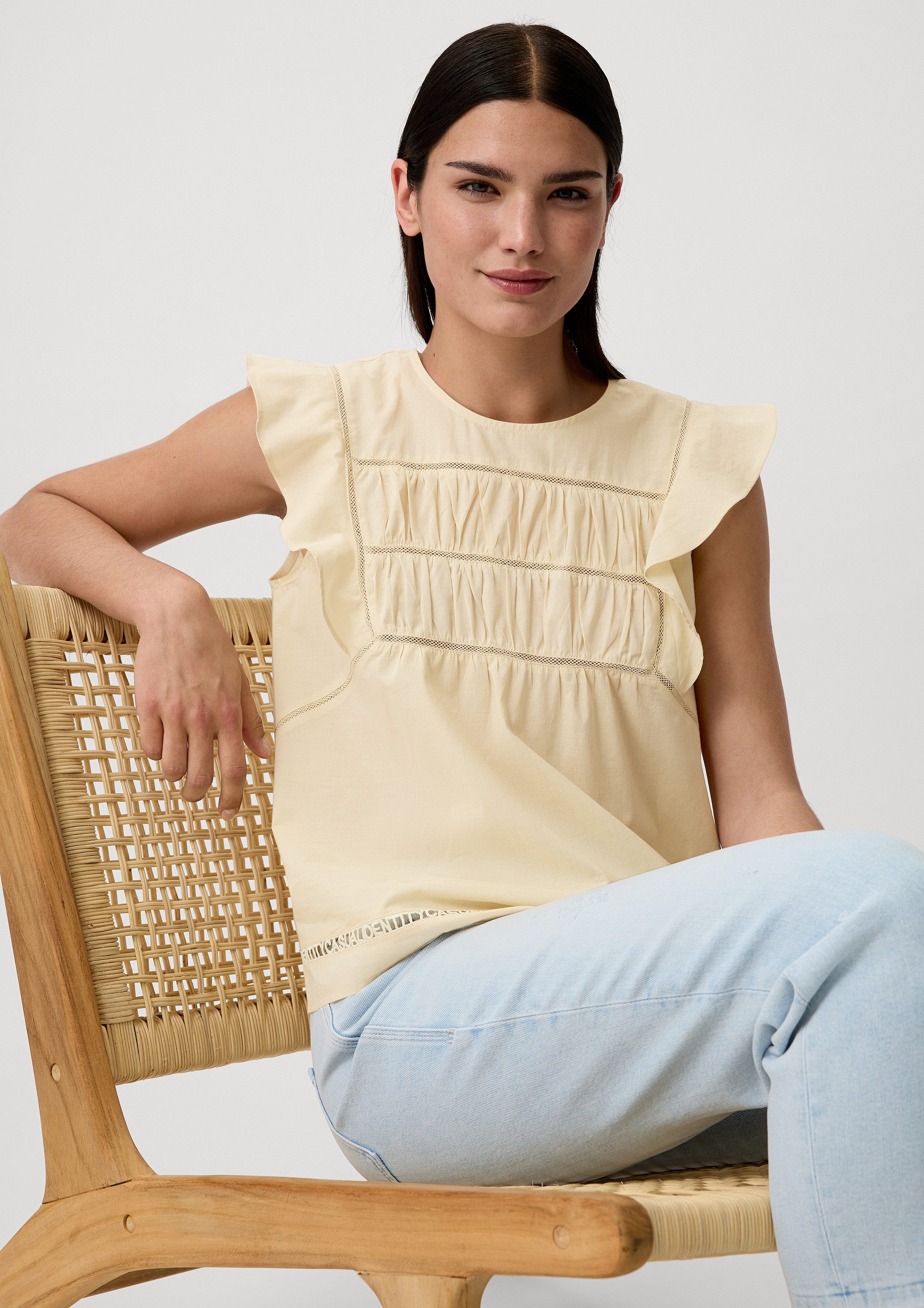 comma Блузкиtop Bluse Bluse mit Zierborte (1-tlg)