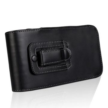 K-S-Trade Handyhülle für Cubot Note 9, Leder Gürteltasche + Kopfhörer Seitentasche Belt pouch Holster