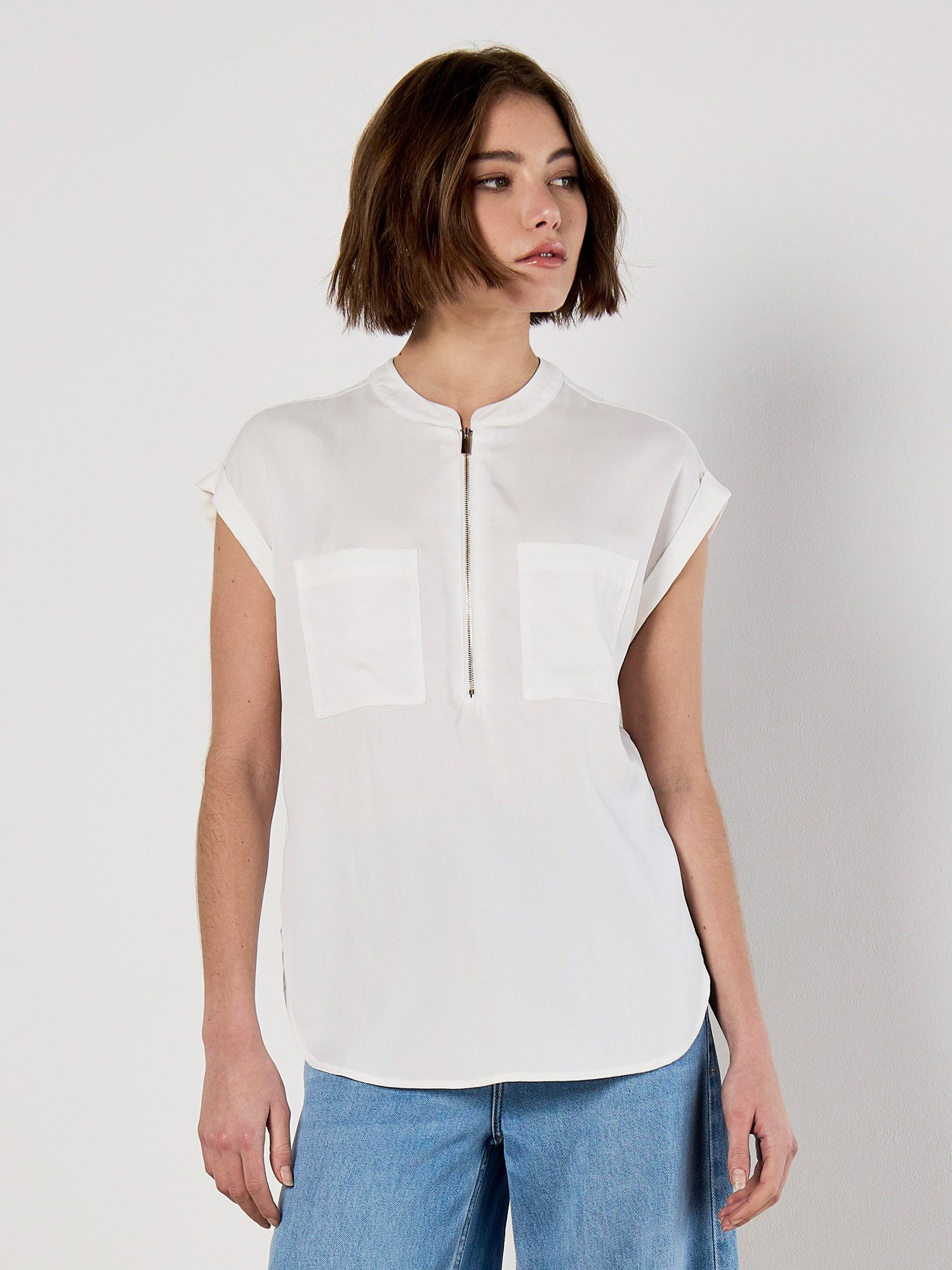 Blusenshirt Bluse mit Brusttaschen