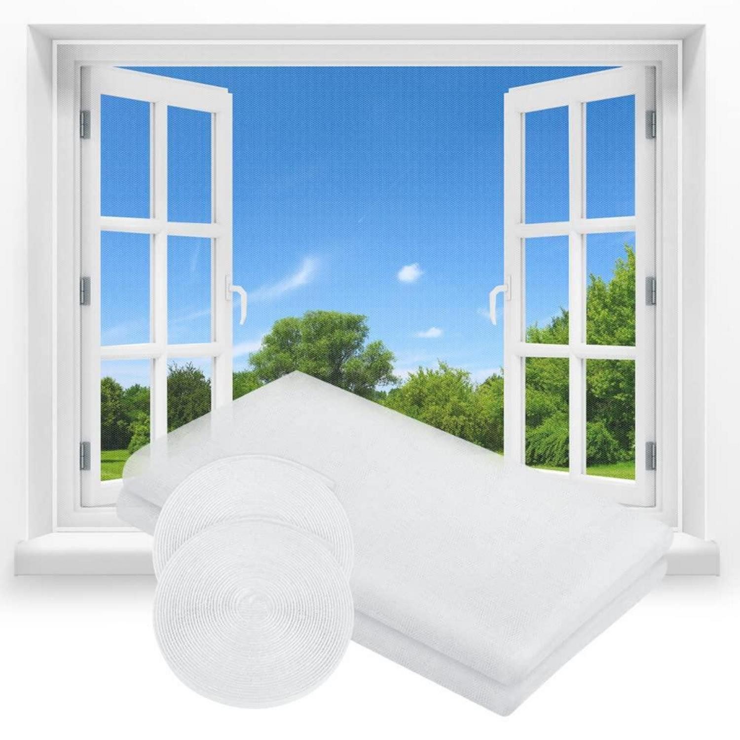 LuxusKollektion Insektenschutz-Fensterrahmen Fliegengitter Fenster selbstklebend #4 130x150cm 2 Stück Weiß