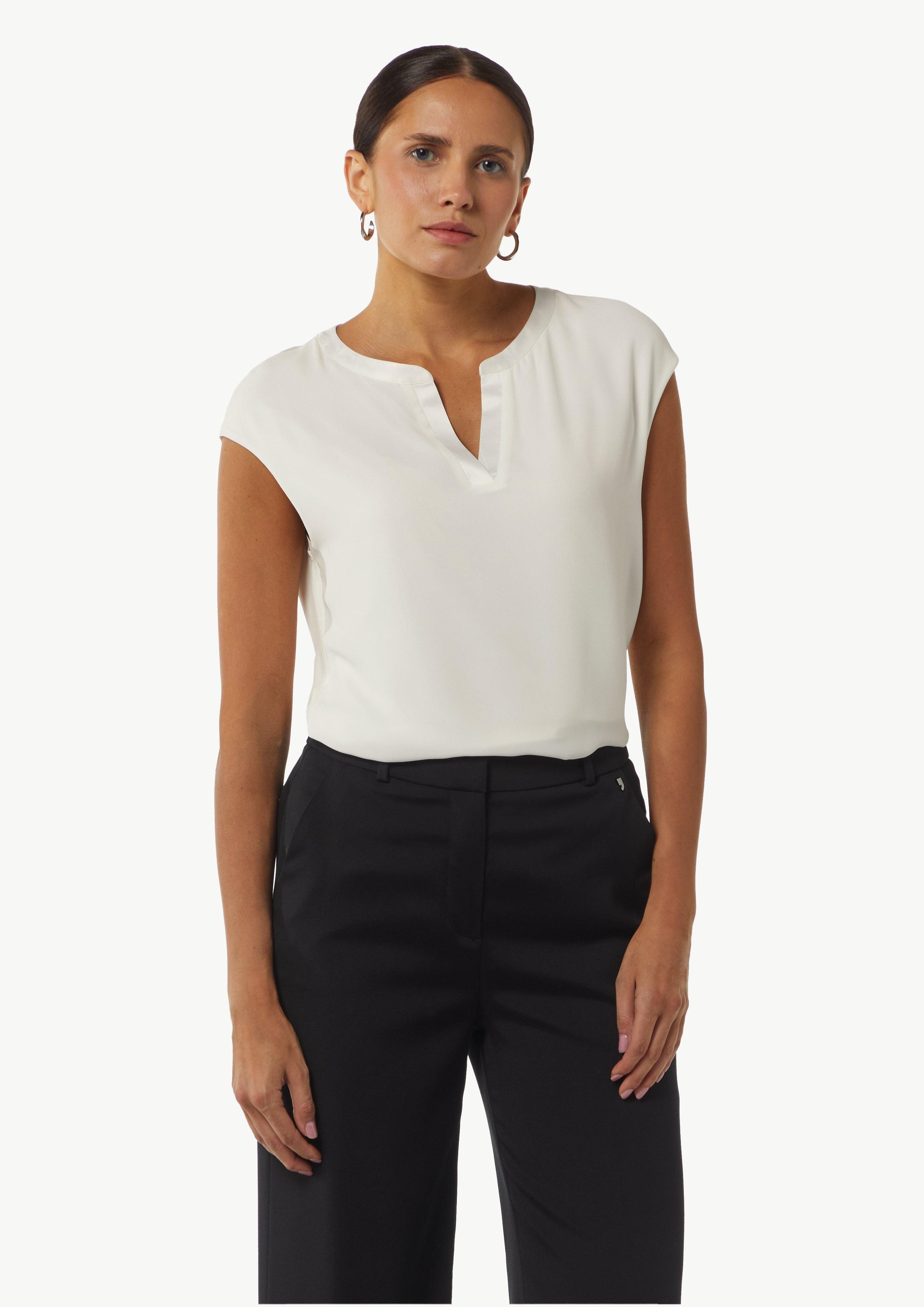Kurzarmshirt Blusenshirt mit Satinblende