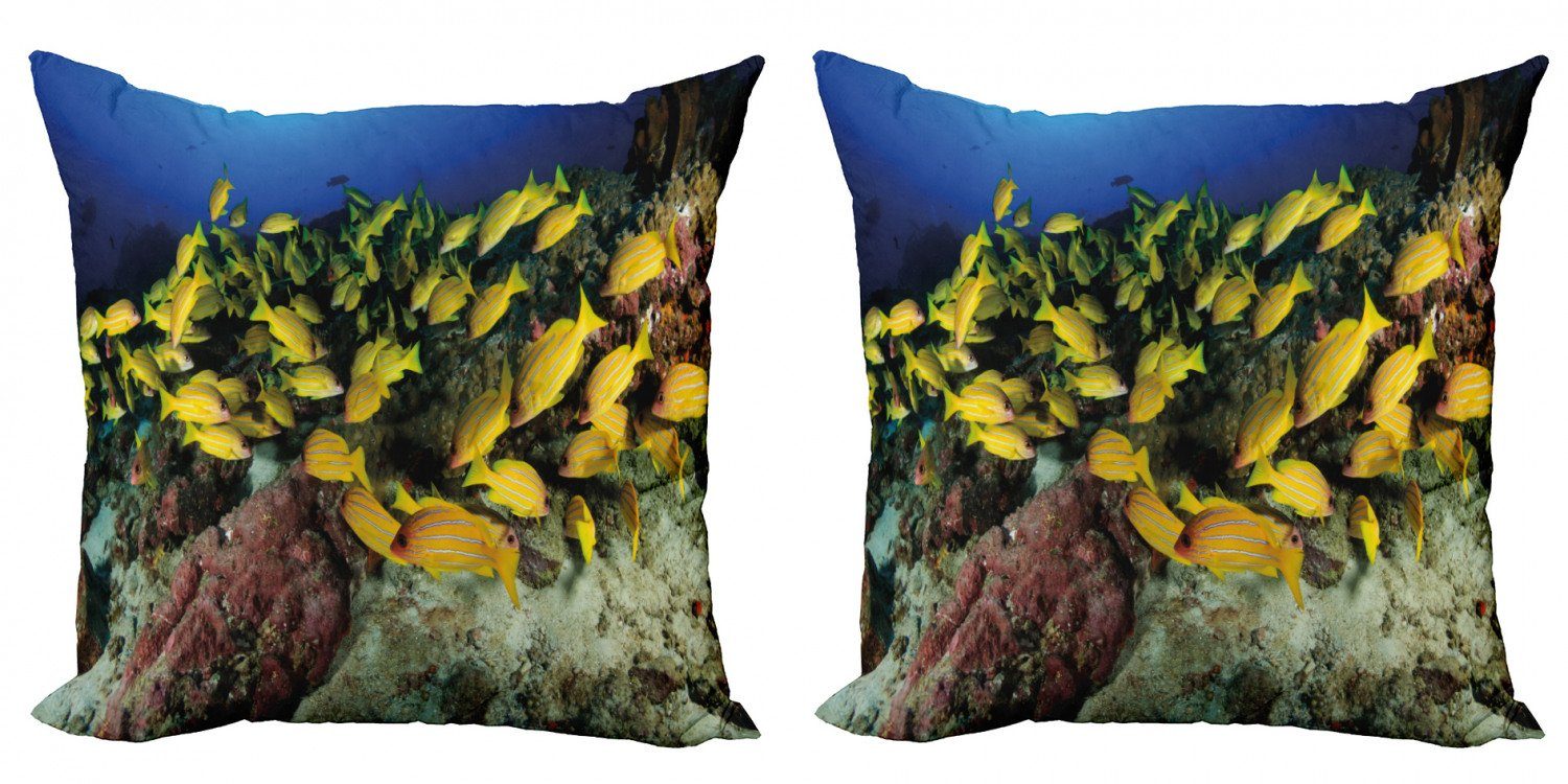 Kissenbezüge Modern Leben Doppelseitiger (2 Korallenriff Fische Digitaldruck, im Meer Abakuhaus Stück), Tropische Accent