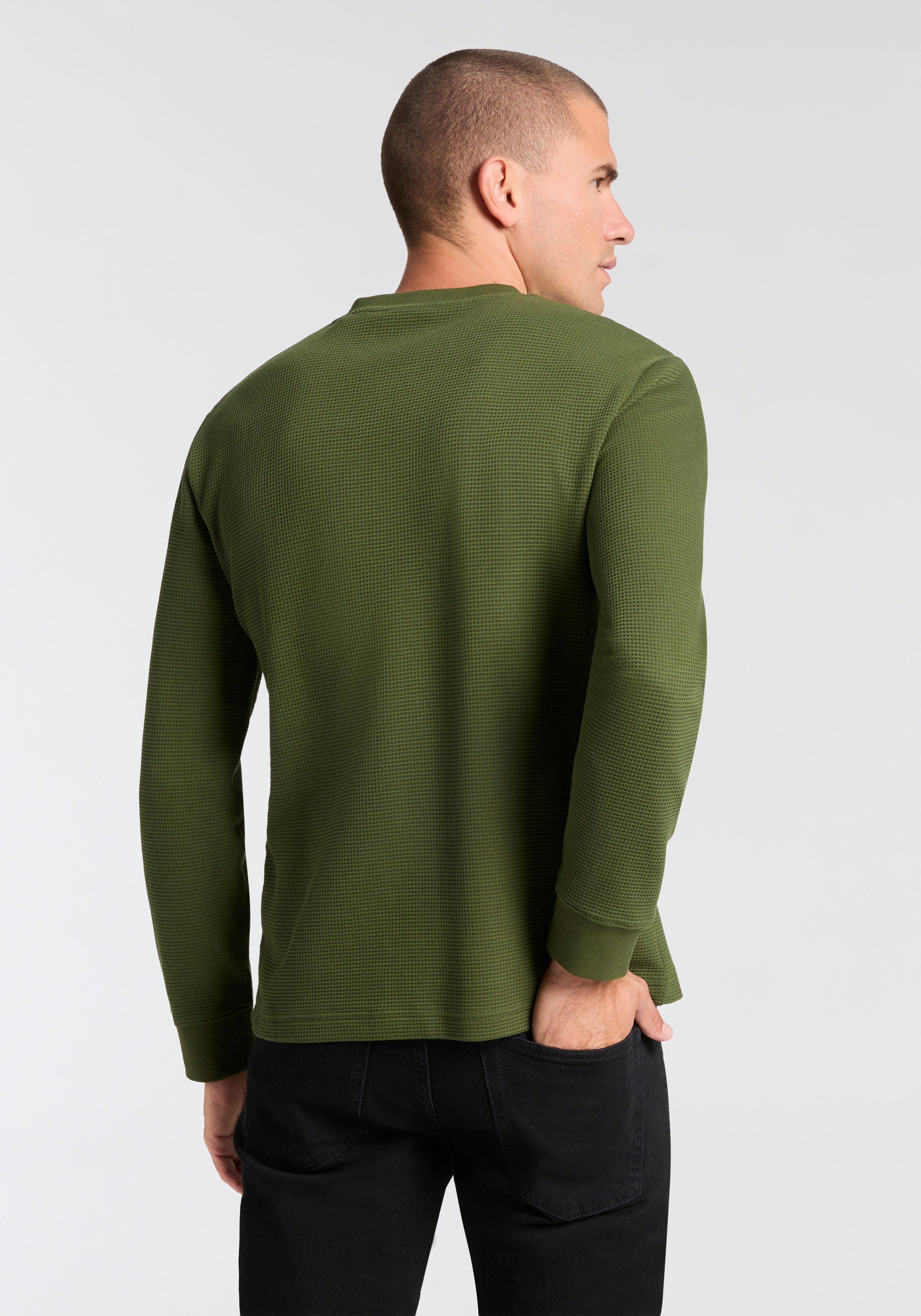Gant Henleyshirt WAFFLE LS HENLEY Rundhalsausschnitt, Regular fit, Waffelst günstig online kaufen