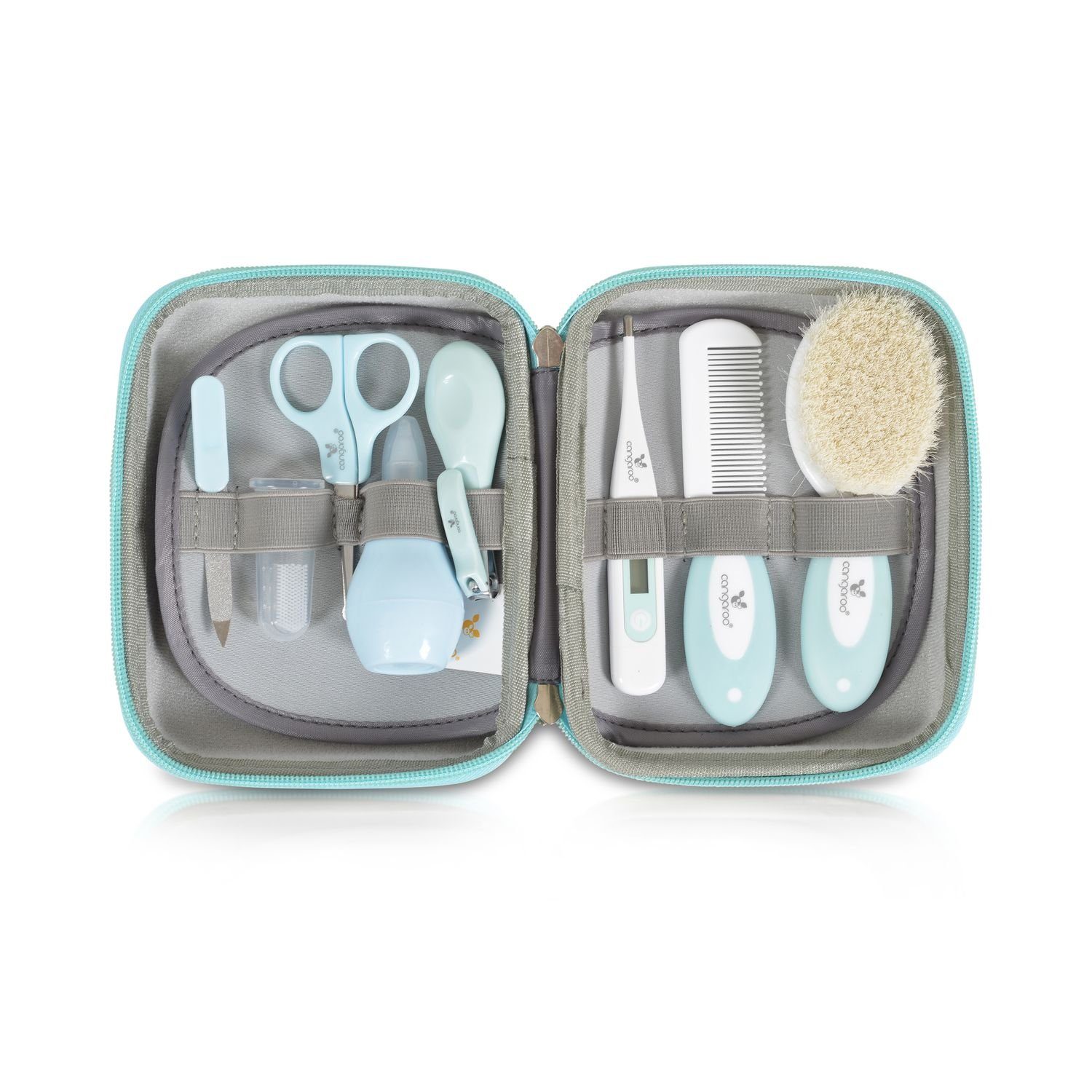 Cangaroo Baby-Nagelschere Babypflegeset M1419 Reiseetui, (1-tlg), 9-tlg Nasensauger Nagelschere Thermometer
