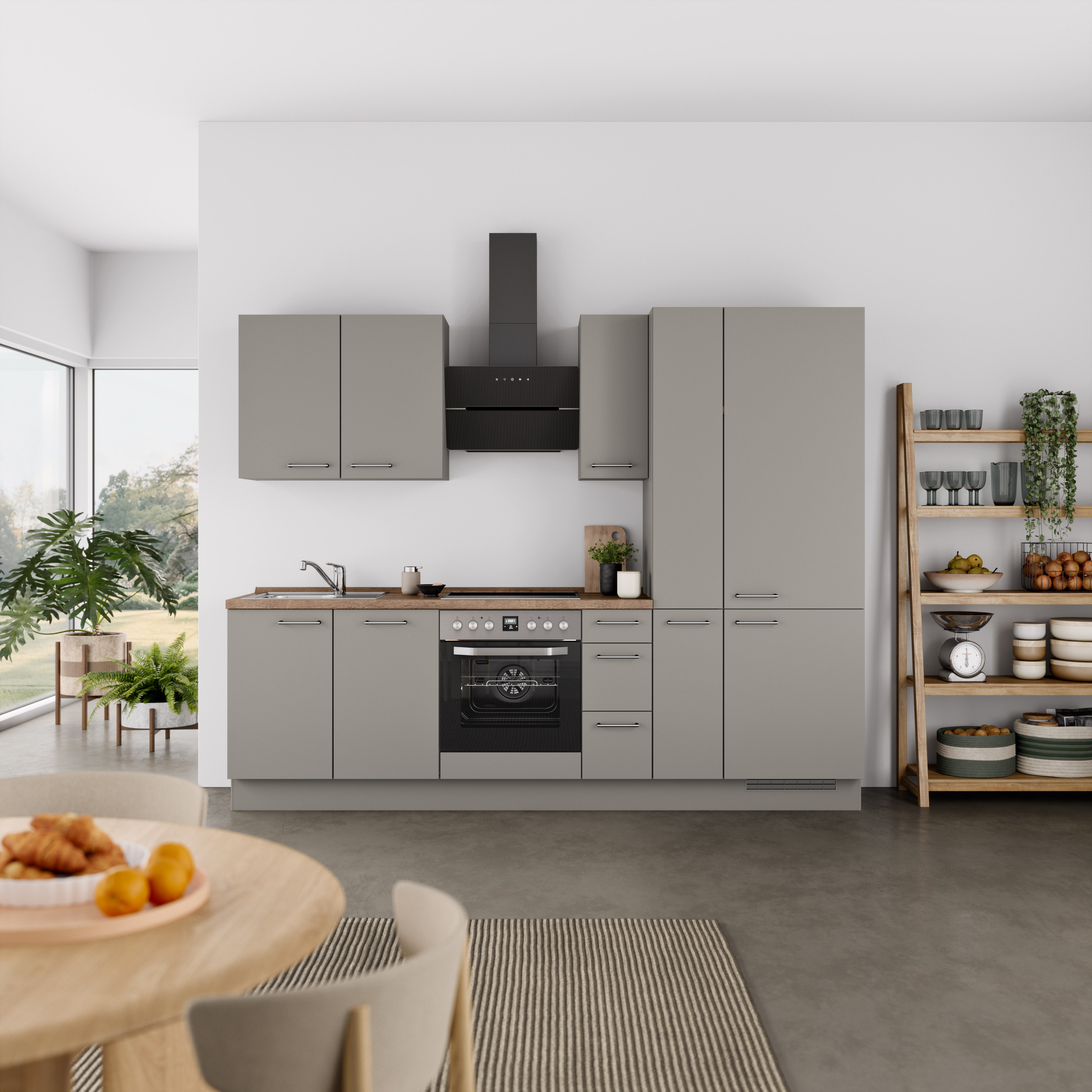 nobilia® Küchenzeile "Laser II", NEU: individuell anpassbar mit gratis Profi-Beratung, vormontiert, 270 cm breit, optional mit verschiedenen E‑Geräte-Sets