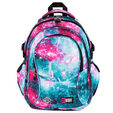 KiddiBex Schulrucksack Teenager Mädchen Schulranzen ab 5. Klasse mit Brustgurt (Set, 3-tlg., Schulrucksack, Federmäppchen, Regenschutz), Rucksack Schule Schultasche Mädchen, Ergonomischer Schulranzen Weltall