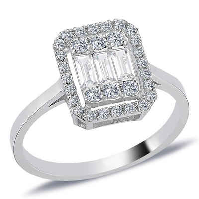 EinStein Diamant Diamantring 0,68 Carat Diamantring mit Diamanten in Baguette-Schliff, Rubin, Diamantring, Damenring, Unbehandelter Diamant, Brillant-Schliff