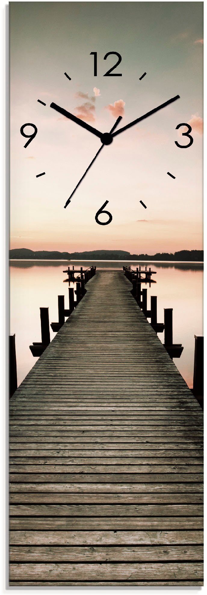 Artland Wanduhr Langer Pier im Sonnenaufgang (wahlweise mit Quarz- oder Funkuhrwerk, lautlos ohne Tickgeräusche)