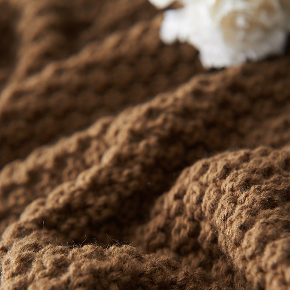 Wohndecke Kuscheldecke Gestrickte Strickdecke,Sofadecke,Tagesdecke, BTTO, Quasten,Weich,Warm,für Bett Sofa und Couch