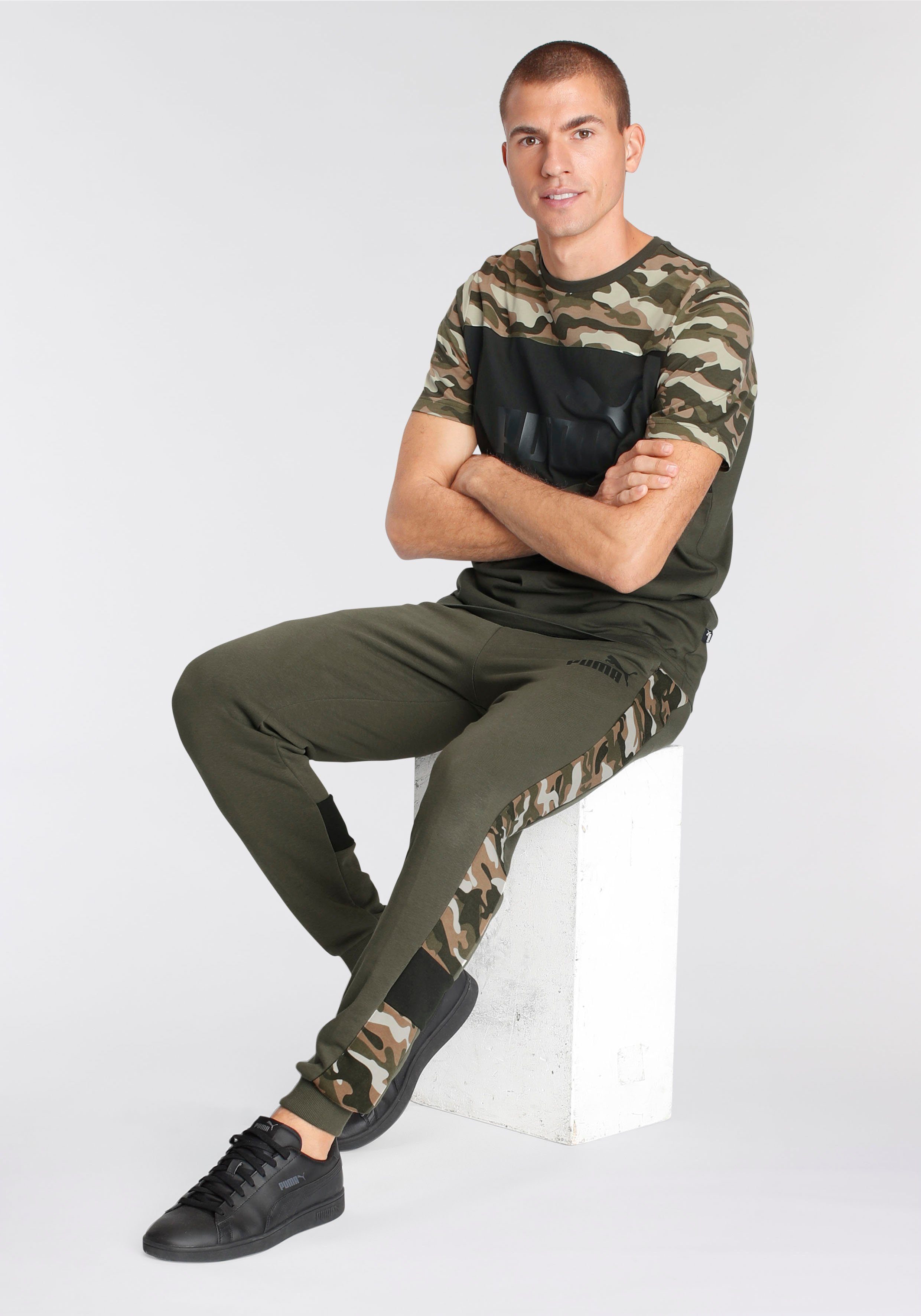 olivgrün ESS+ T-Shirt Camo PUMA Tee