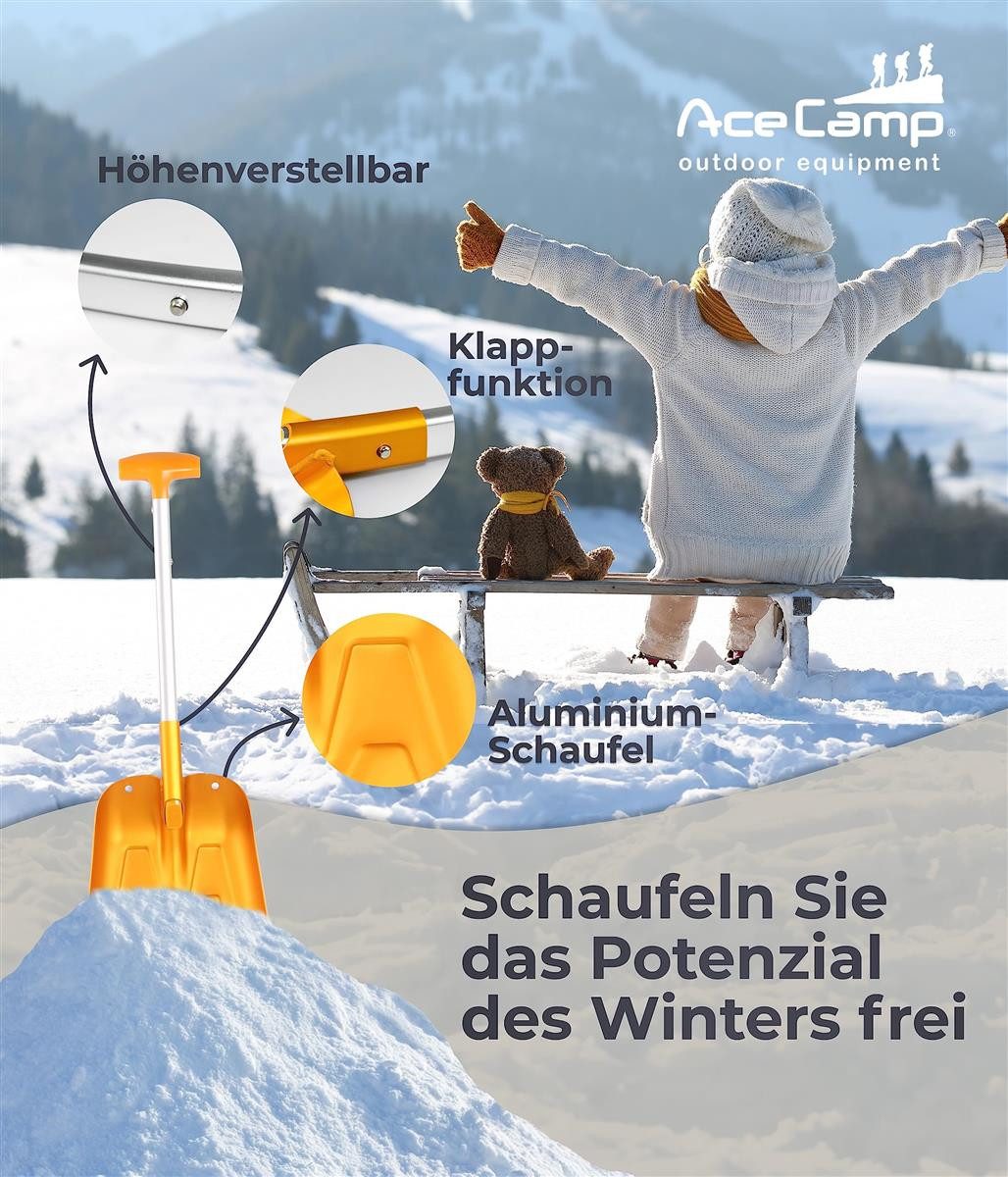 AceCamp Schaufel faltbare Schneeschaufel aus Aluminium, (1 St), Zusammenklappbar, aus Aluminium, Ideal für Schnee, Sand und Erde