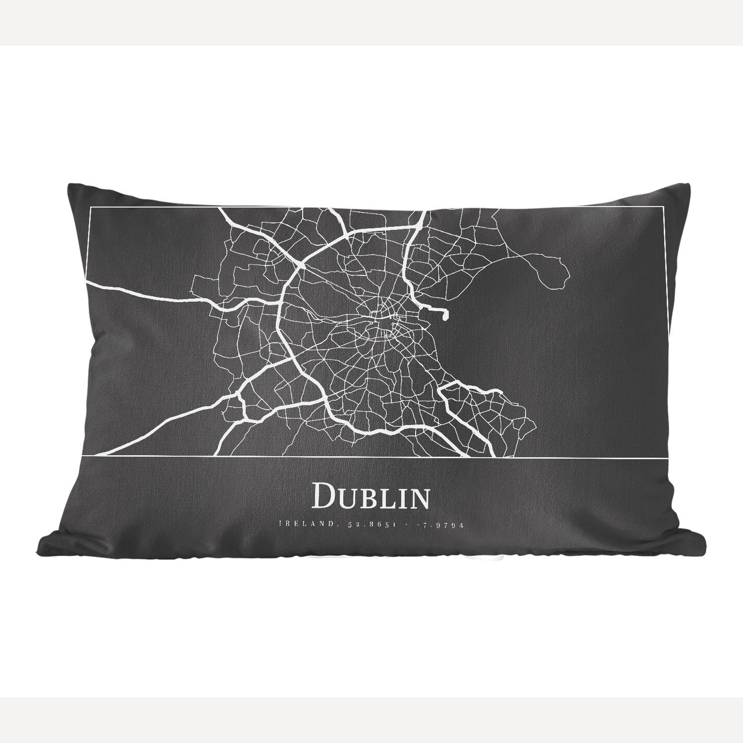 MuchoWow Dekokissen Stadtplan - Dublin - Karte, Wohzimmer Dekoration, Zierkissen, Dekokissen mit Füllung, Schlafzimmer