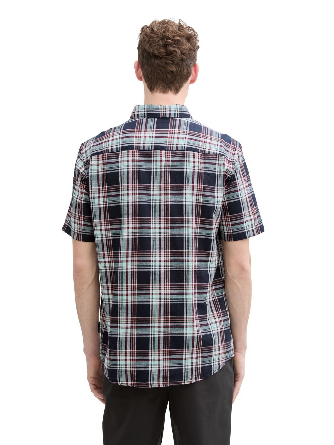 TOM TAILOR Kurzarmhemd CHECKED SLUBYARN SHIRT (1-tlg)