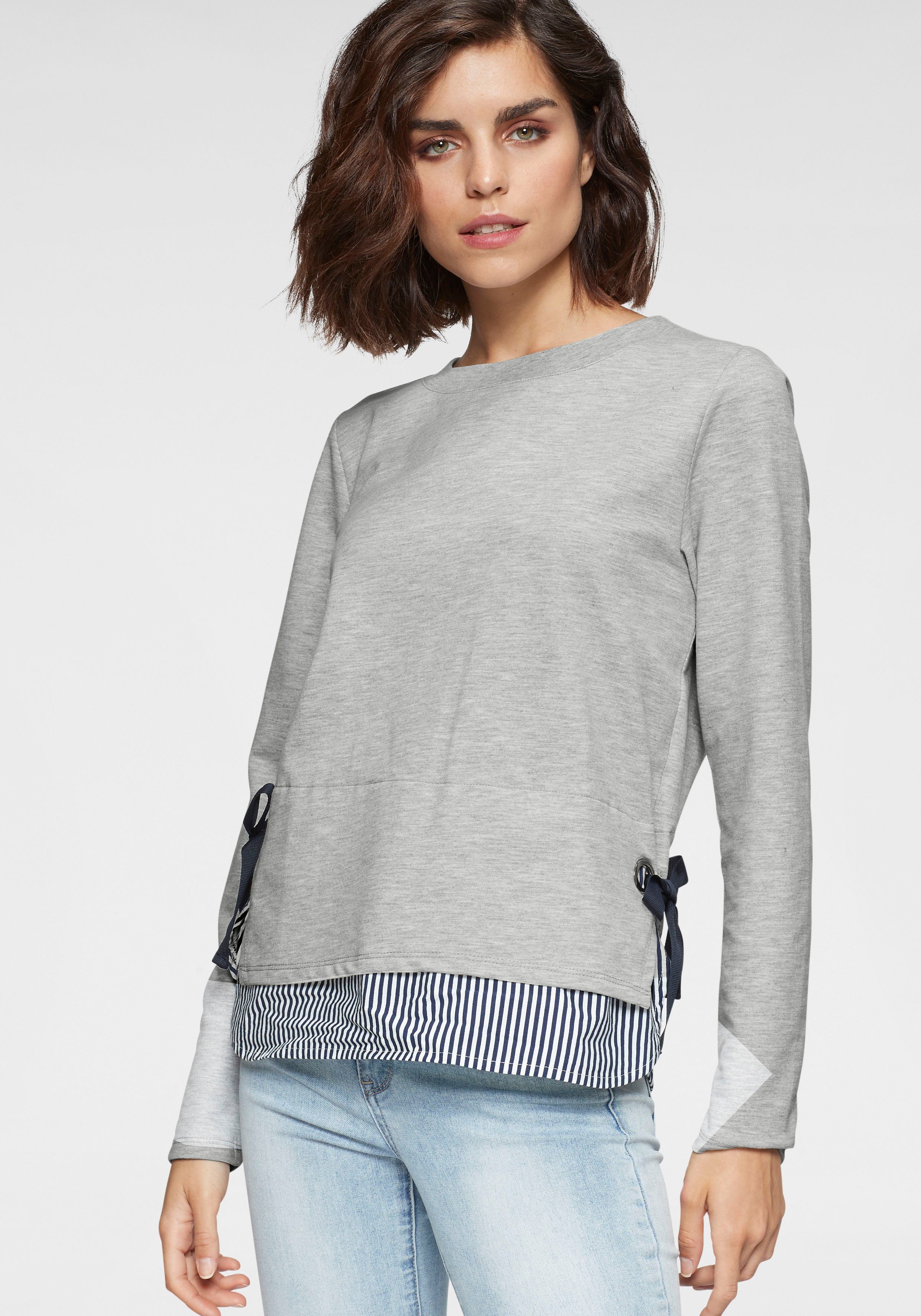 Tamaris Sweatshirt mit Bluseneinsatz, Mit süßem Bluseneinsatz und