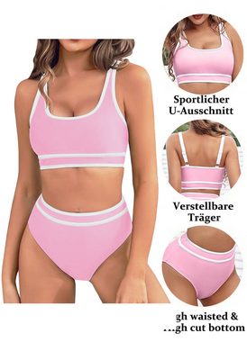 Orient Phoenix Monokini Damen-Bikini-Sets mit hoher Taille, sportliche zweiteilige Badeanzüge Bikini-Sets-Bauchkontrolle, Farbblock-Badeanzüge,Tankini-Anzüge
