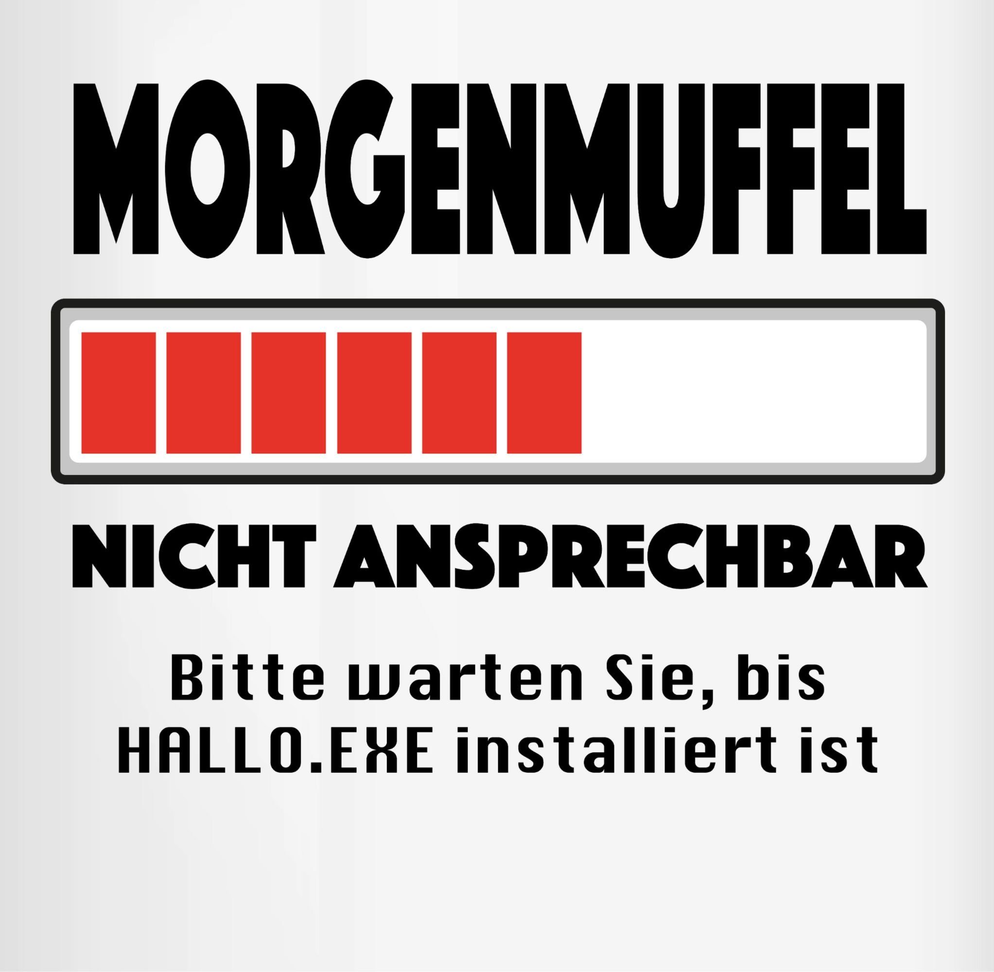 Shirtracer Tasse Morgenmuffel nicht warten Bitte ansprechbar Schwarz Hallo.Exe 1 install, bis Sie, Keramik, Statement Sprüche