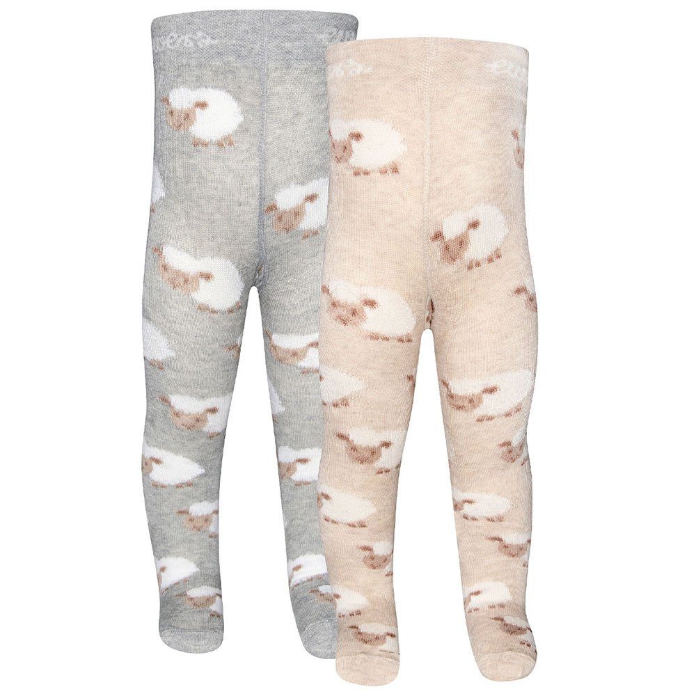 Ewers Strumpfhose Strumpfhose GOTS Schäfchen (2 St. 2er-Set) 98% Baumwolle kbA, 2% Elasthan