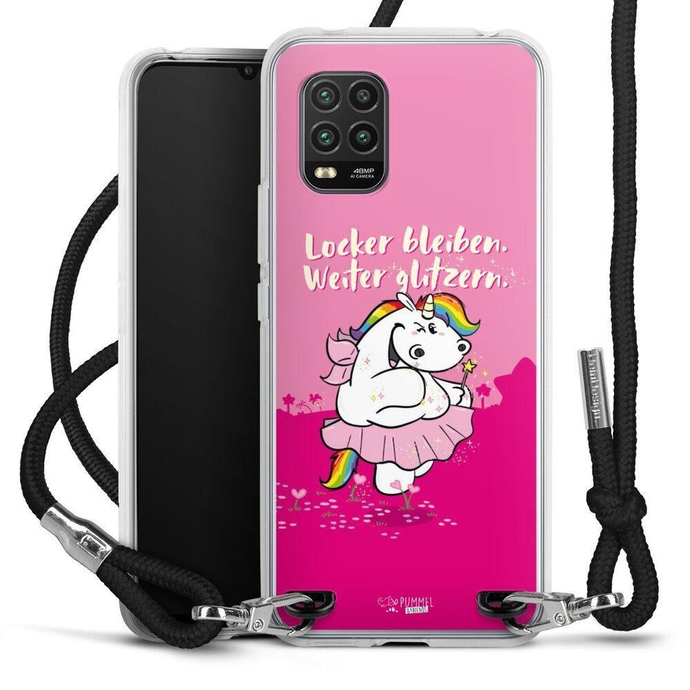 DeinDesign Handyhülle Pummelfee Locker Bleiben Weiter Glitzern, Xiaomi Mi 10 lite Handykette Hülle mit Band Case zum Umhängen
