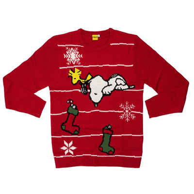 United Labels® Weihnachtssweatshirt »The Peanuts Weihnachtspullover Unisex - Snoopy Winter Strick Pullover Sweatshirt Ugly Christmas Sweater Weihnachten für Herren & Damen Rot«