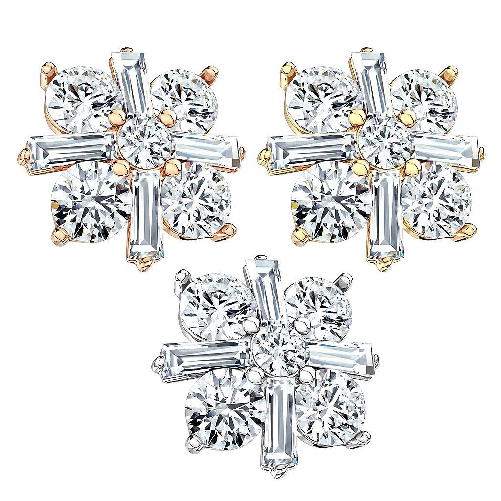 Taffstyle Piercing-Implantat Aufsatz für Dermal Piercing Kristall Princess Cut, Aufsatz für Dermal Anchor Piercing Hautanker Implantat Skin Diver