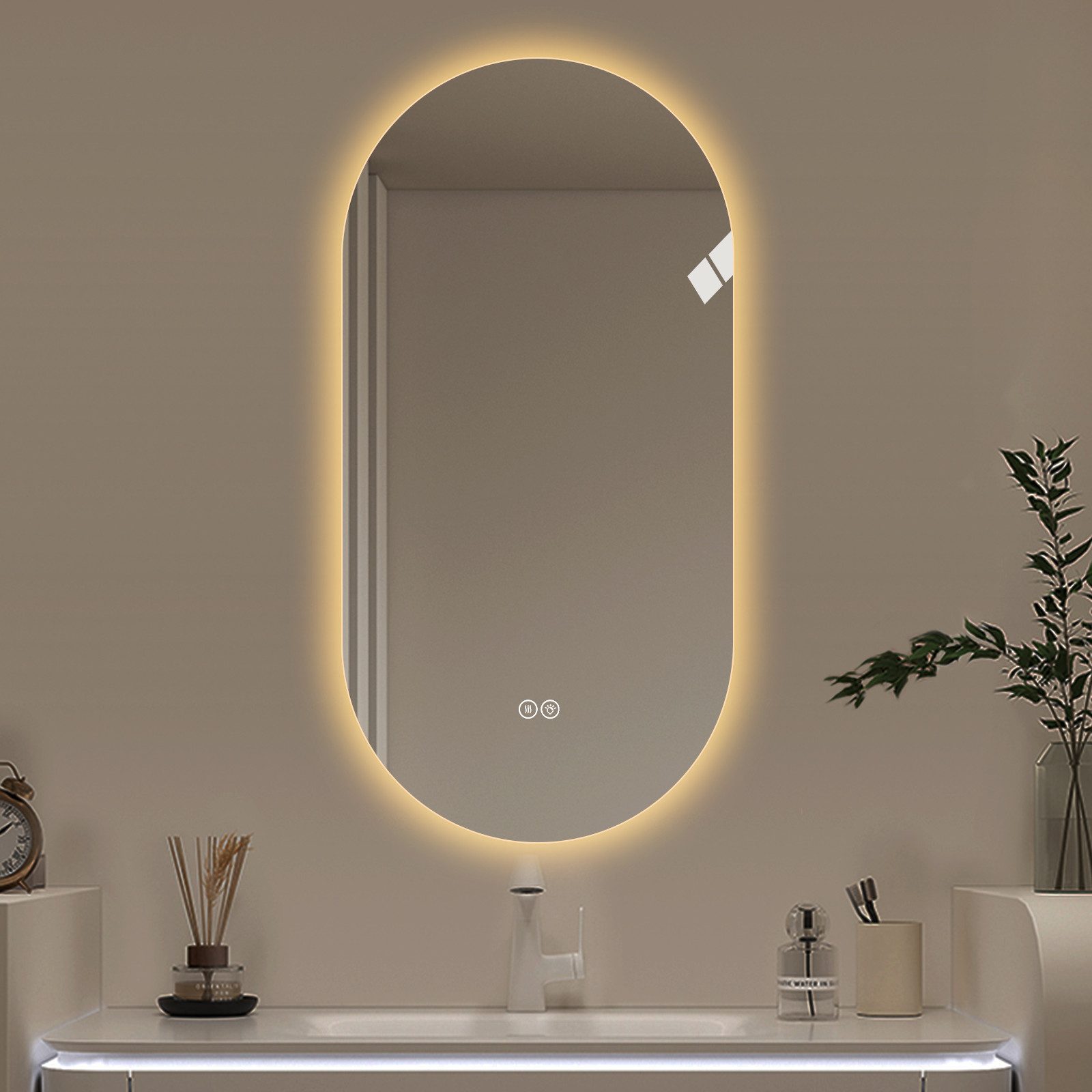 OKWISH Spiegel Smart Mirror for Modern Home Decor (LED Badspiegel– Antibeschlag Touchscreen Silber, 1-St., 60*120cm)