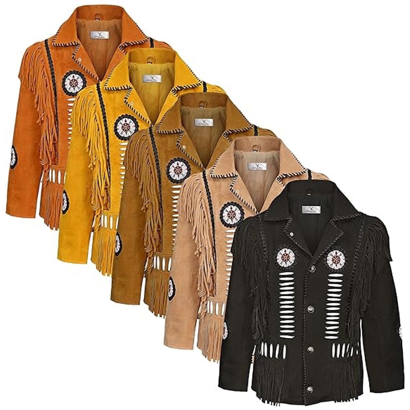German Wear Trachtenjacke GW958J Herren Westernjacke Lange Reiter Jacke Western-Lederjacke