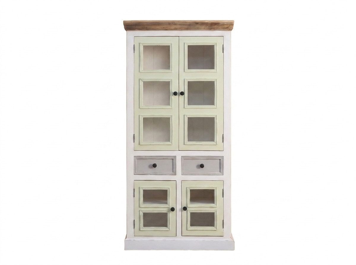 WOLF MÖBEL Sideboard (90 x 40 x 190), SIENA Vitrine 2 Glas- u. 2 Holztüren & 2 Schubladen