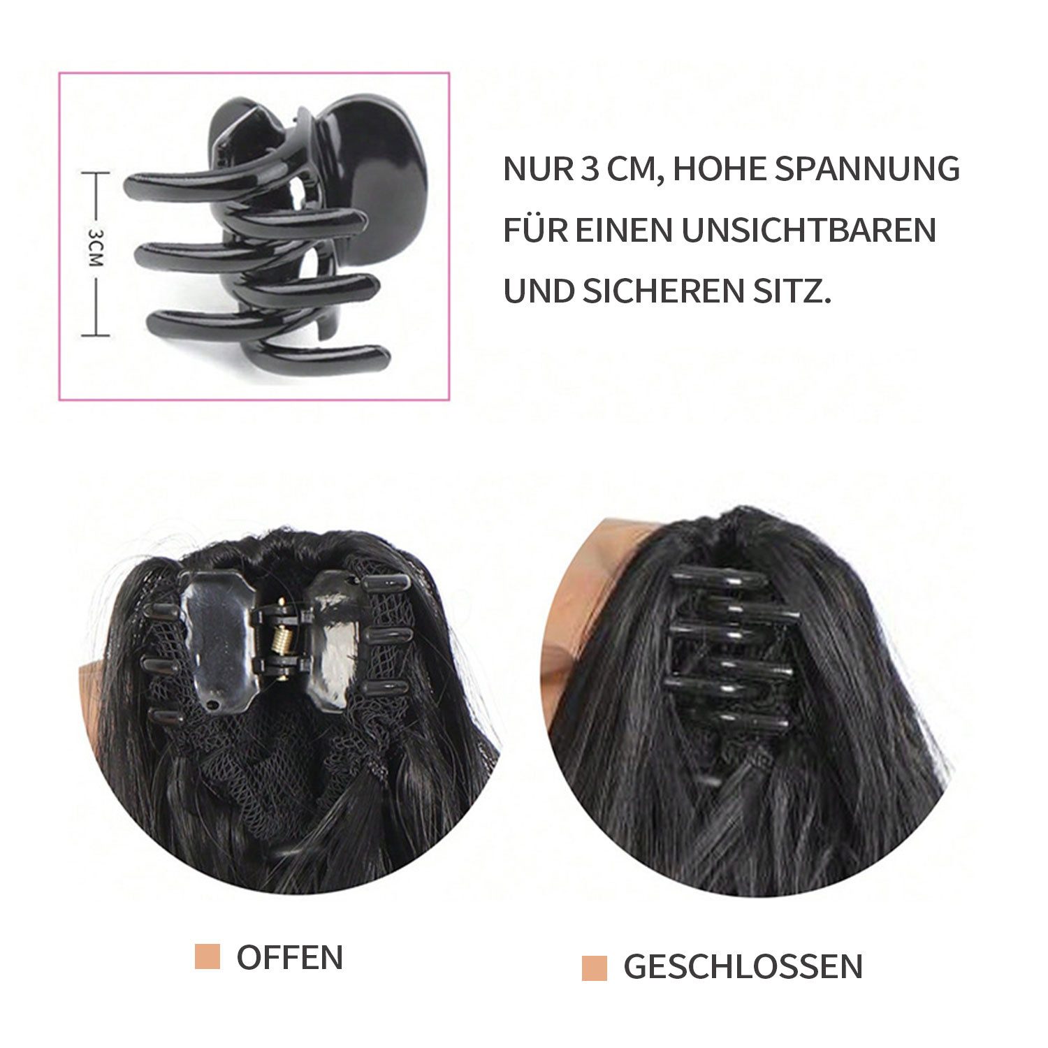 Refttenw Kunsthaarperücke Haarteil mit Haarklammer 40cm gewellte Pferdeschwanz, Ponytail Extension