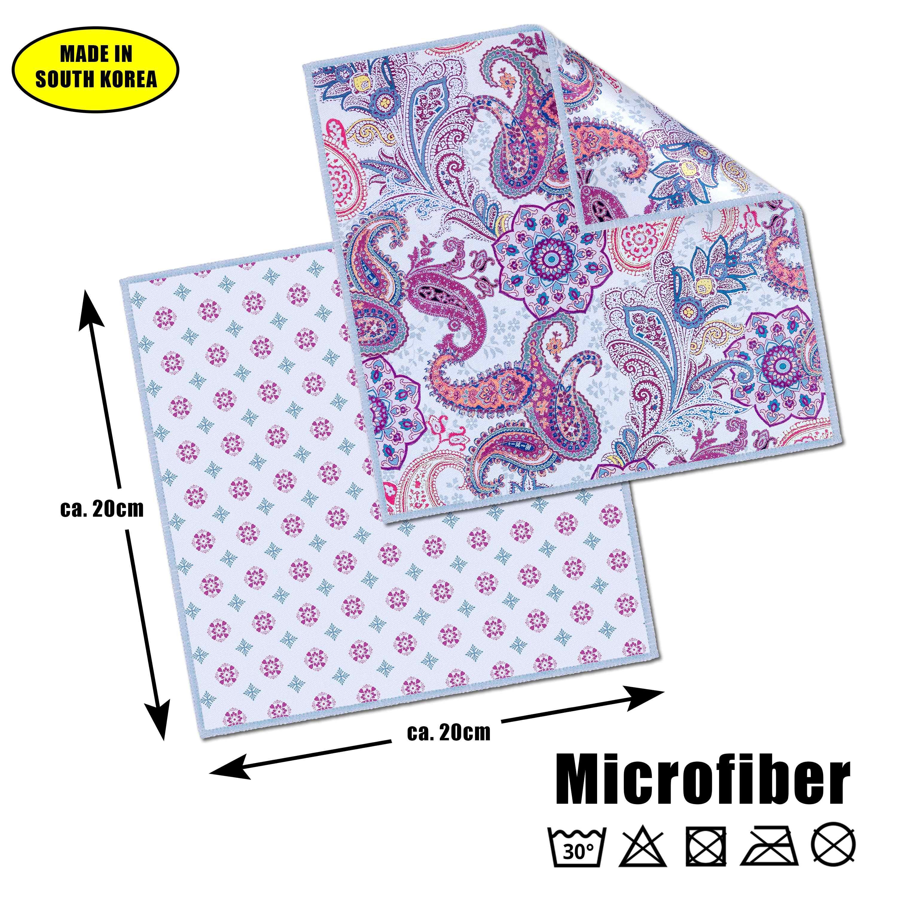 & Mikrofasertücher Edison Paisley 2er Pack, King Mikrofasertuch Brillenputztücher cm, 20x20 mit mit vernähten Motiv Rändern) (Microfaser,