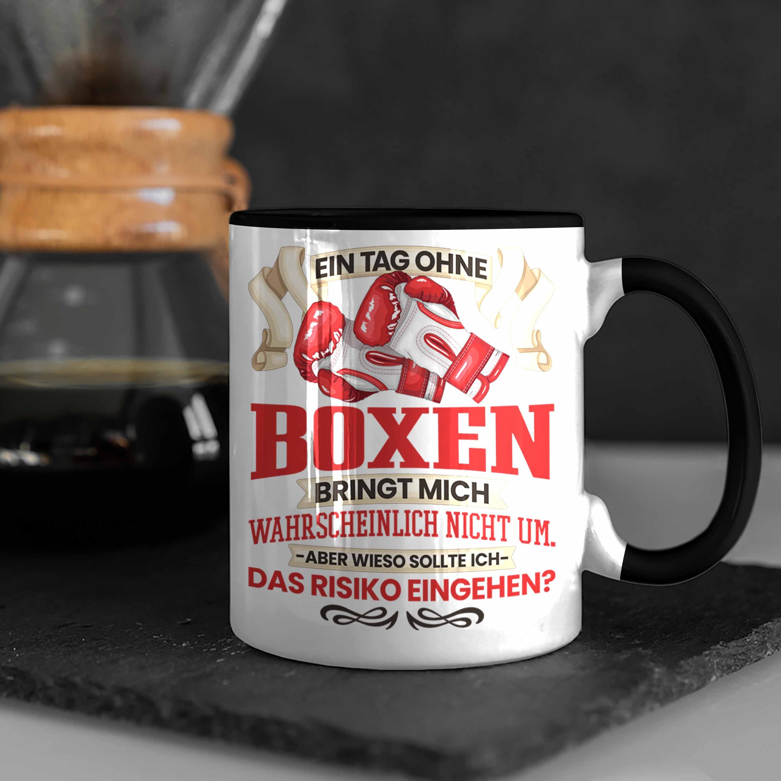 Trendation Tasse Boxen Schwarz Boxer Spruch Geschenkidee Tasse Kampfsport Geschenk