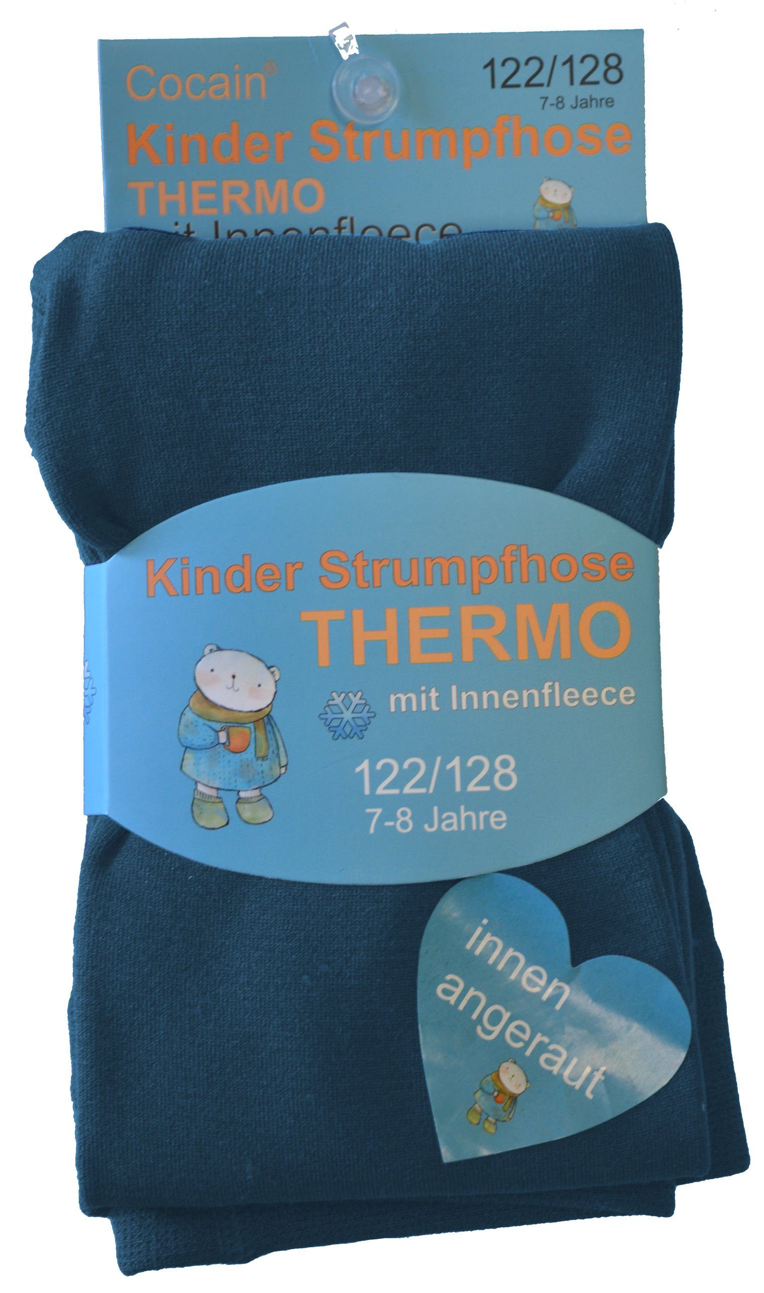 Thermo Vollfrottee Thermostrumpfhose St) (2 petrol Strumpfhosen Innenfleece underwear Kinder Cocain
