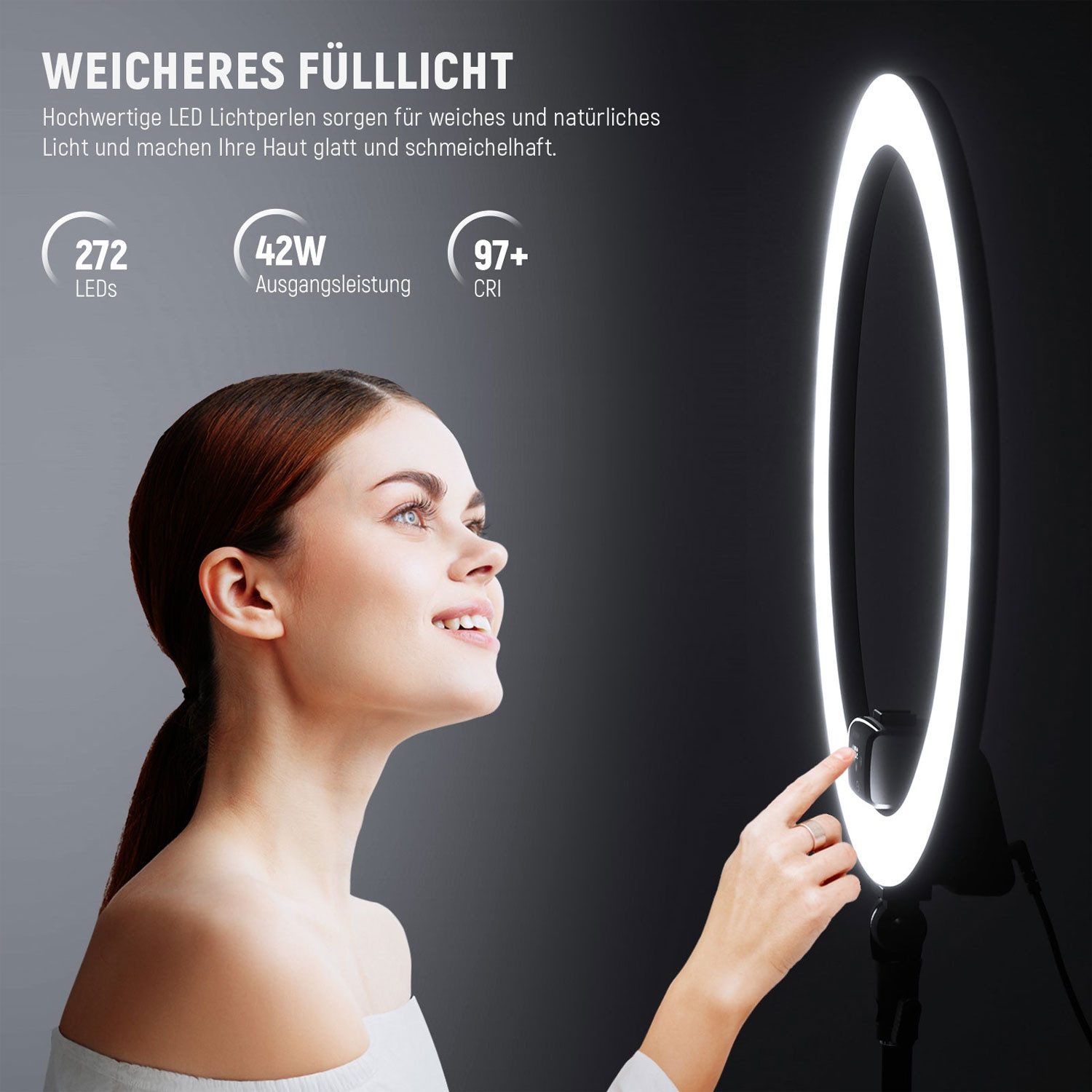 Neewer Videoleuchte Neewer Ringlicht SRP18-2.4G LED-Leuchte mit Fernbedienung und Tuch, Vorteils-Set mit Mikrofasertuch