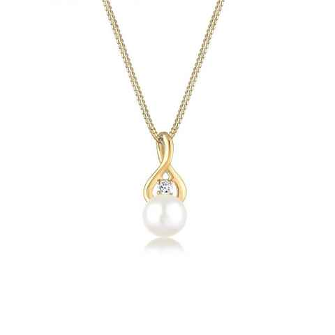 Elli Premium Perlenkette Infinity Unendlichkeit Topas 585 Gelbgold