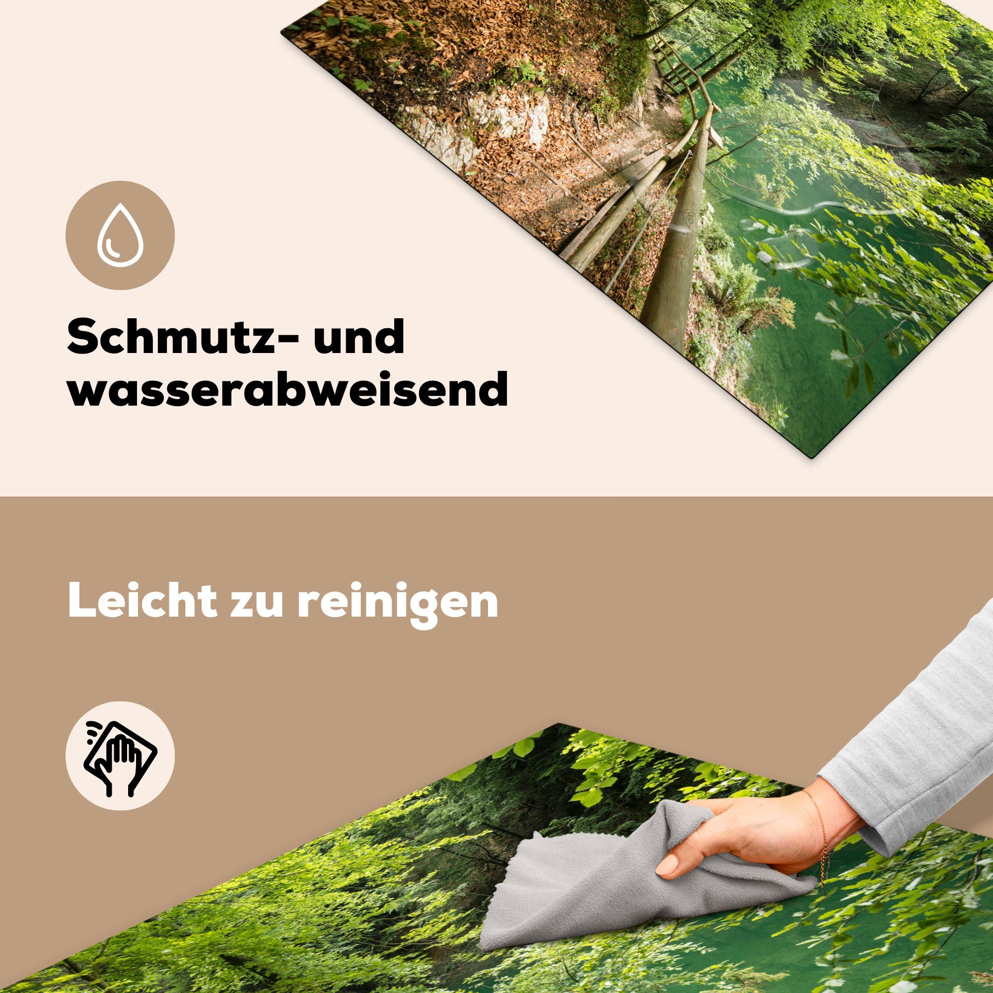 Wasser Herdblende-/Abdeckplatte Wald Induktionskochfeld - Vinyl, cm, Schutz Österreich, (1 MuchoWow tlg), die - 81x52 für küche, Ceranfeldabdeckung