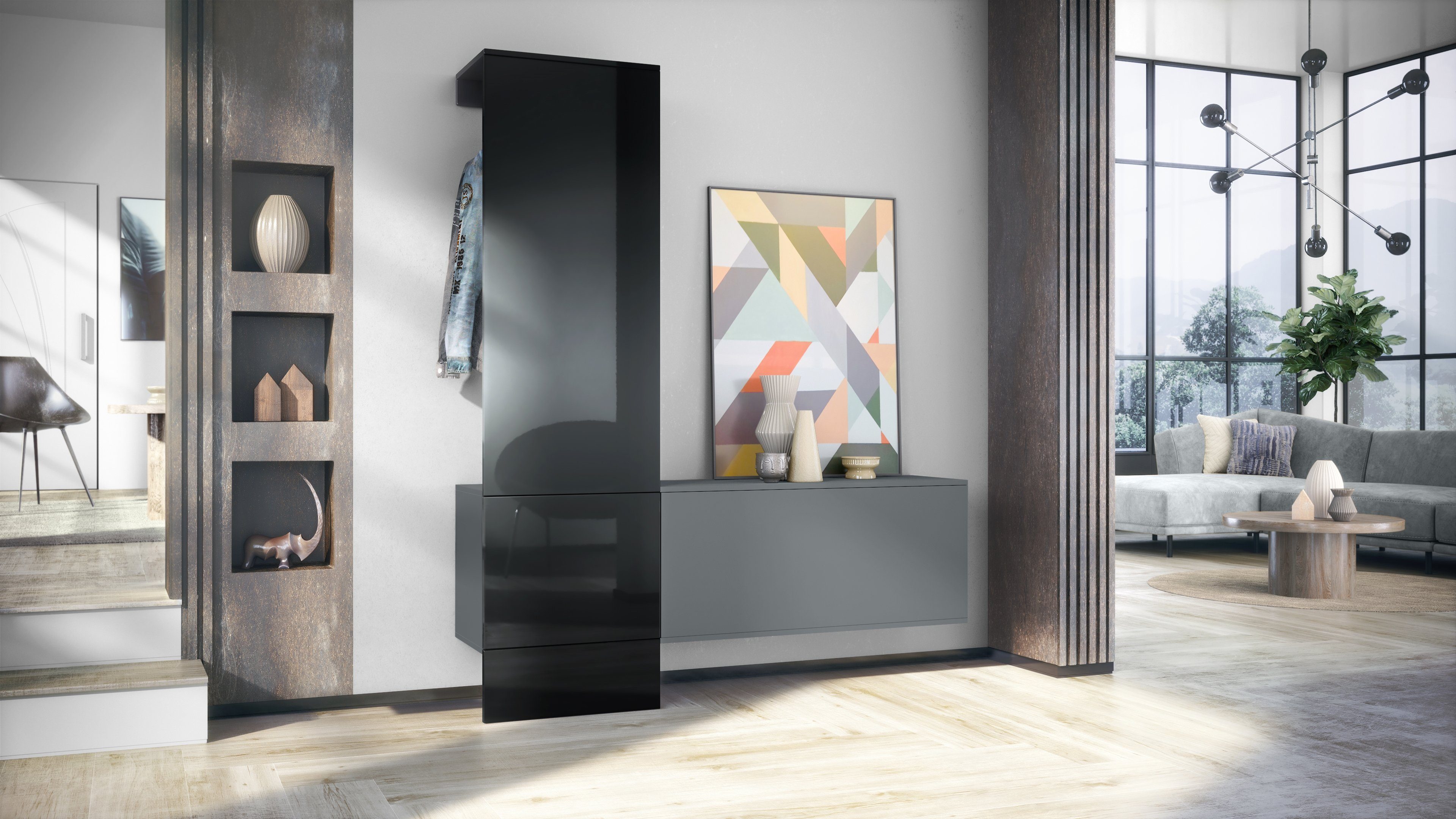 Vladon Garderoben-Set Carlton Set 4, (Wandgarderobe bestehend aus, 1 Paneel günstig online kaufen