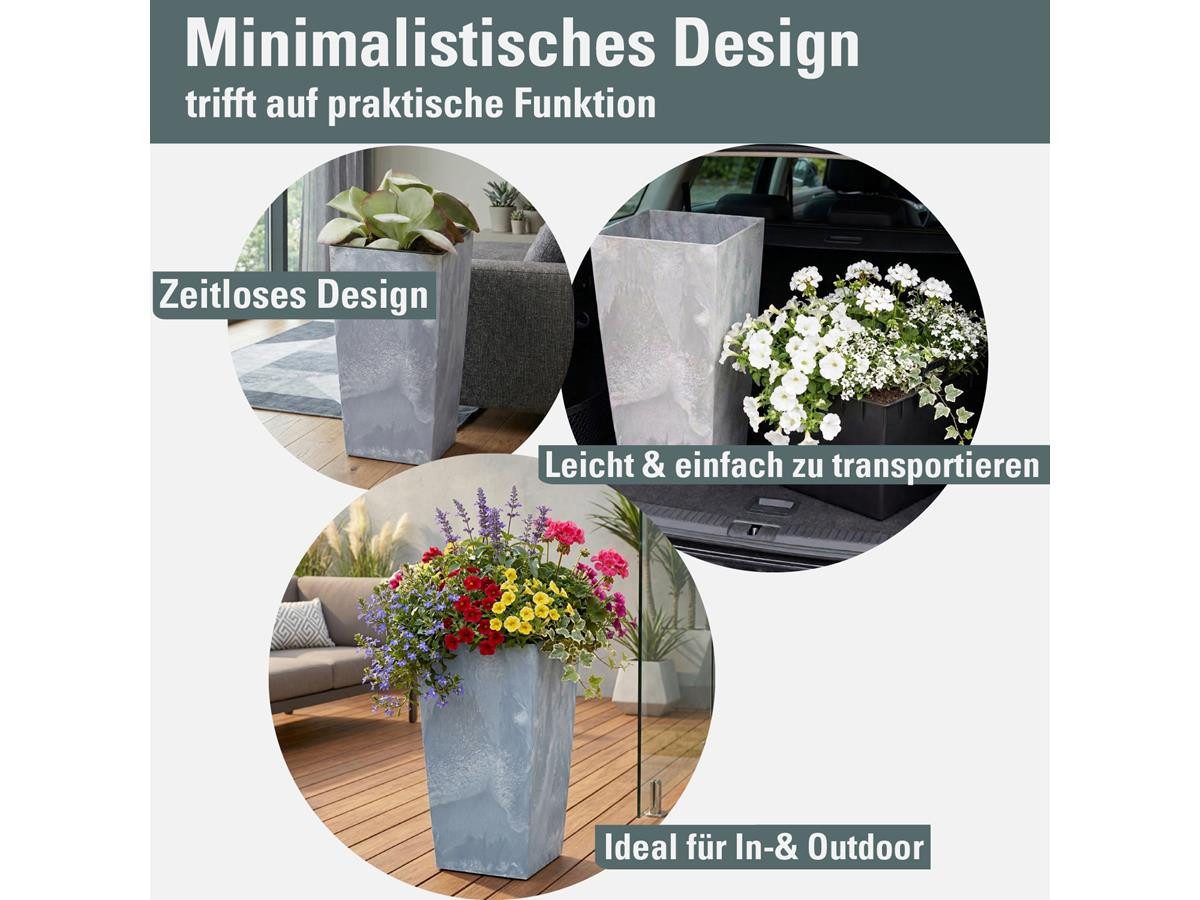 Prosperplast Blumentopf Urbi Square Beton Effect, inkl. Pflanzeinsatz