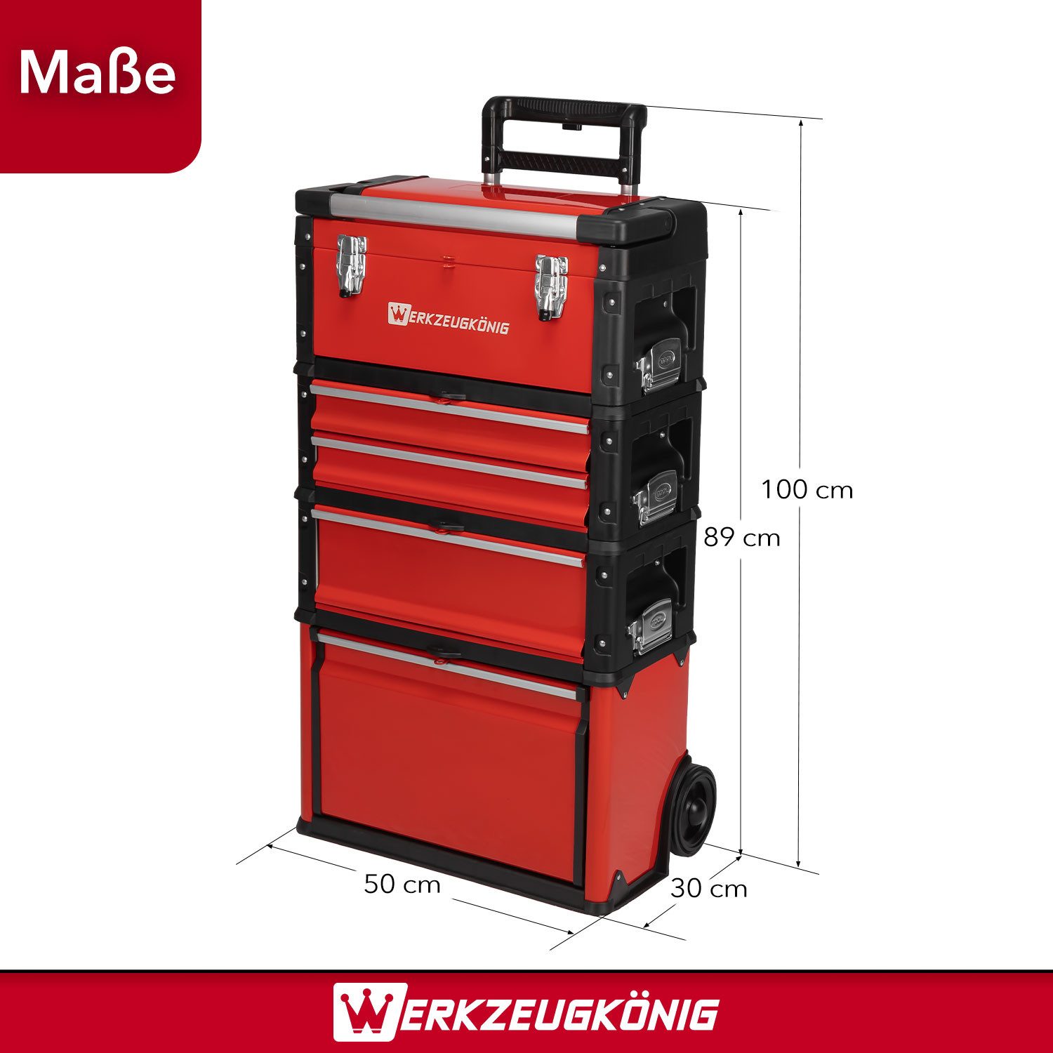 Werkzeugkönig Werkzeugtrolley Werkstattwagen Modulsystem leer, Module einzeln nutzbar und kombinierbar - inklusive Sortimentskoffer – Bild 2 von 5